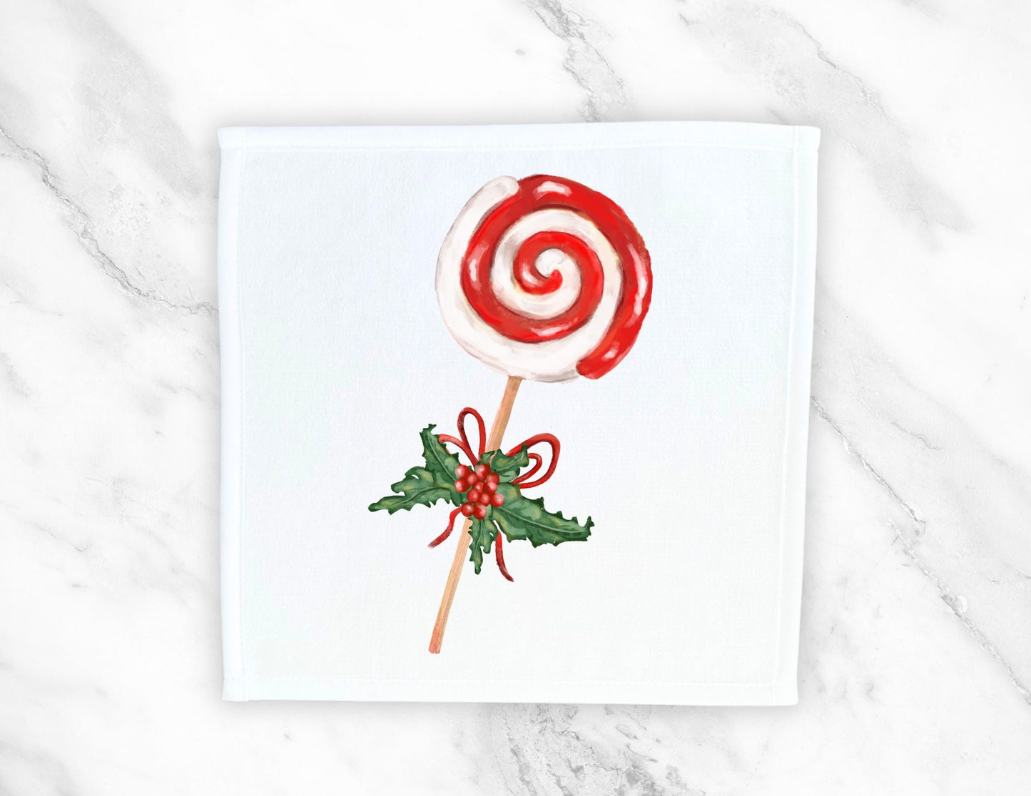Candy Cane Lollipop Washcloth - MerikaArt