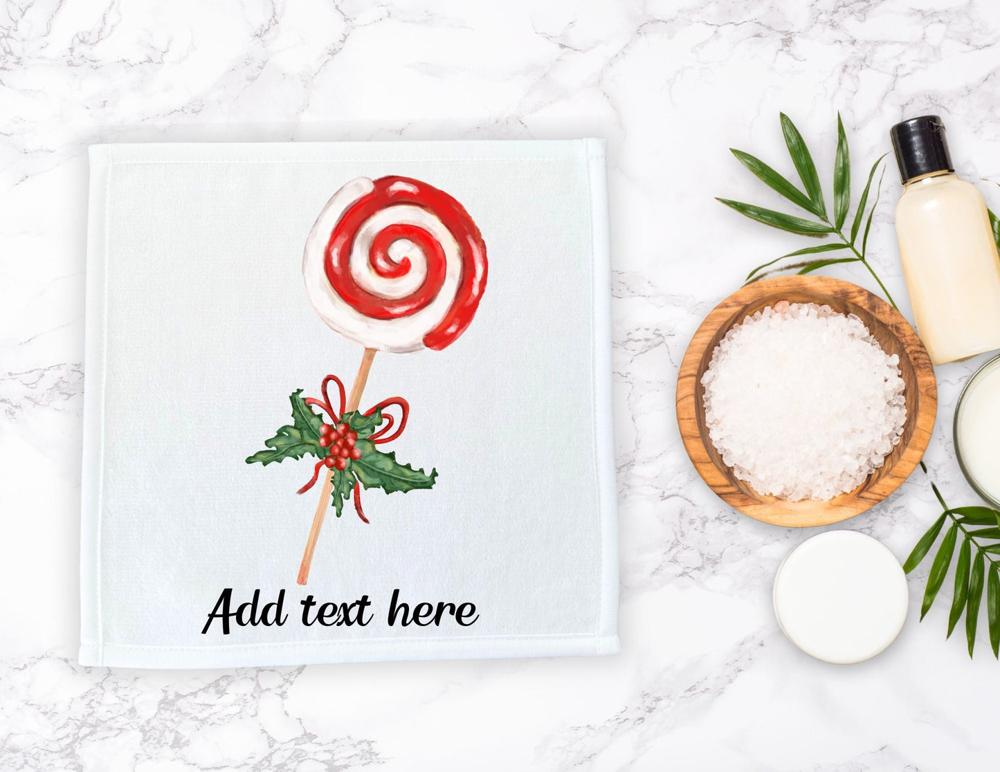 Candy Cane Lollipop Washcloth - MerikaArt