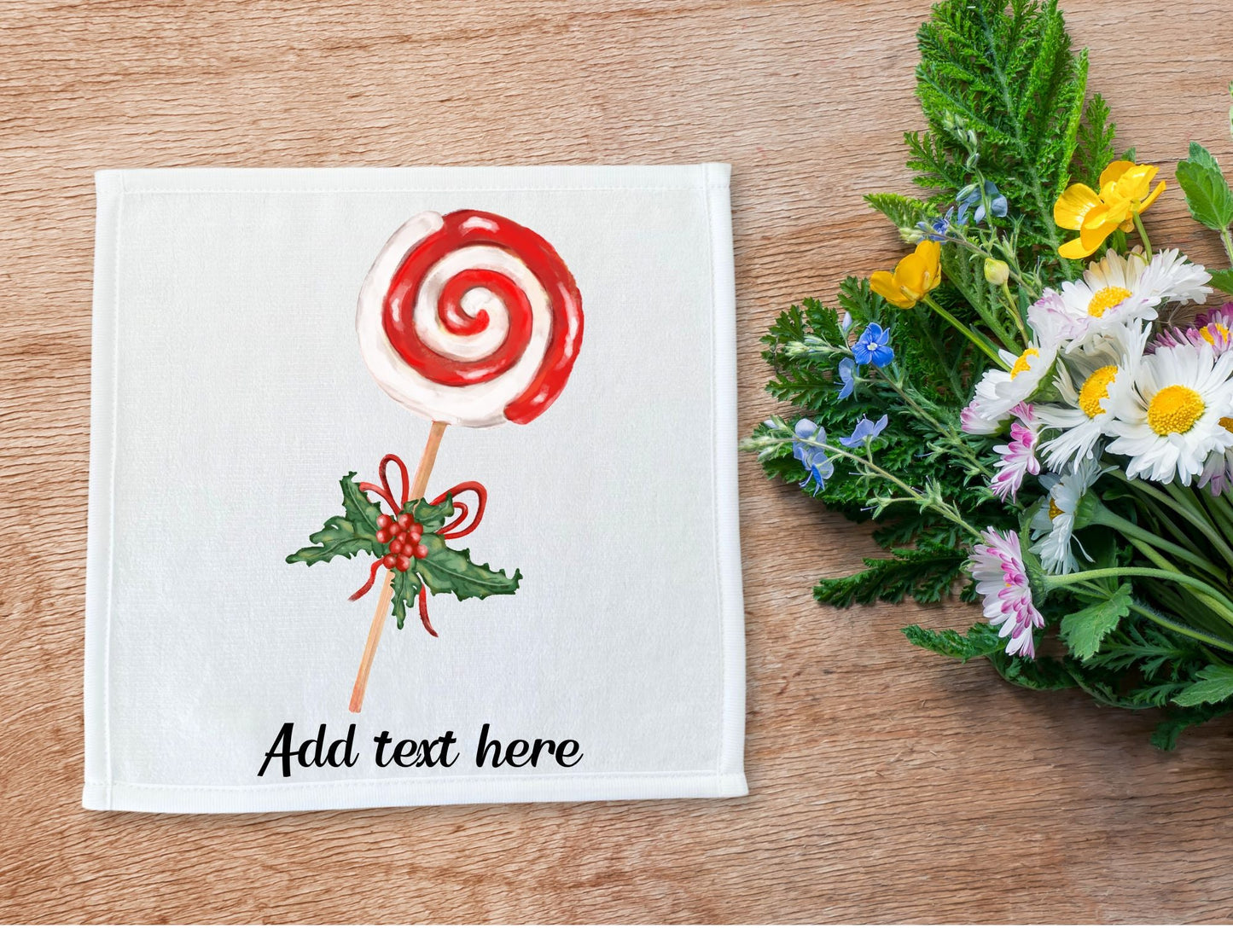 Candy Cane Lollipop Washcloth - MerikaArt