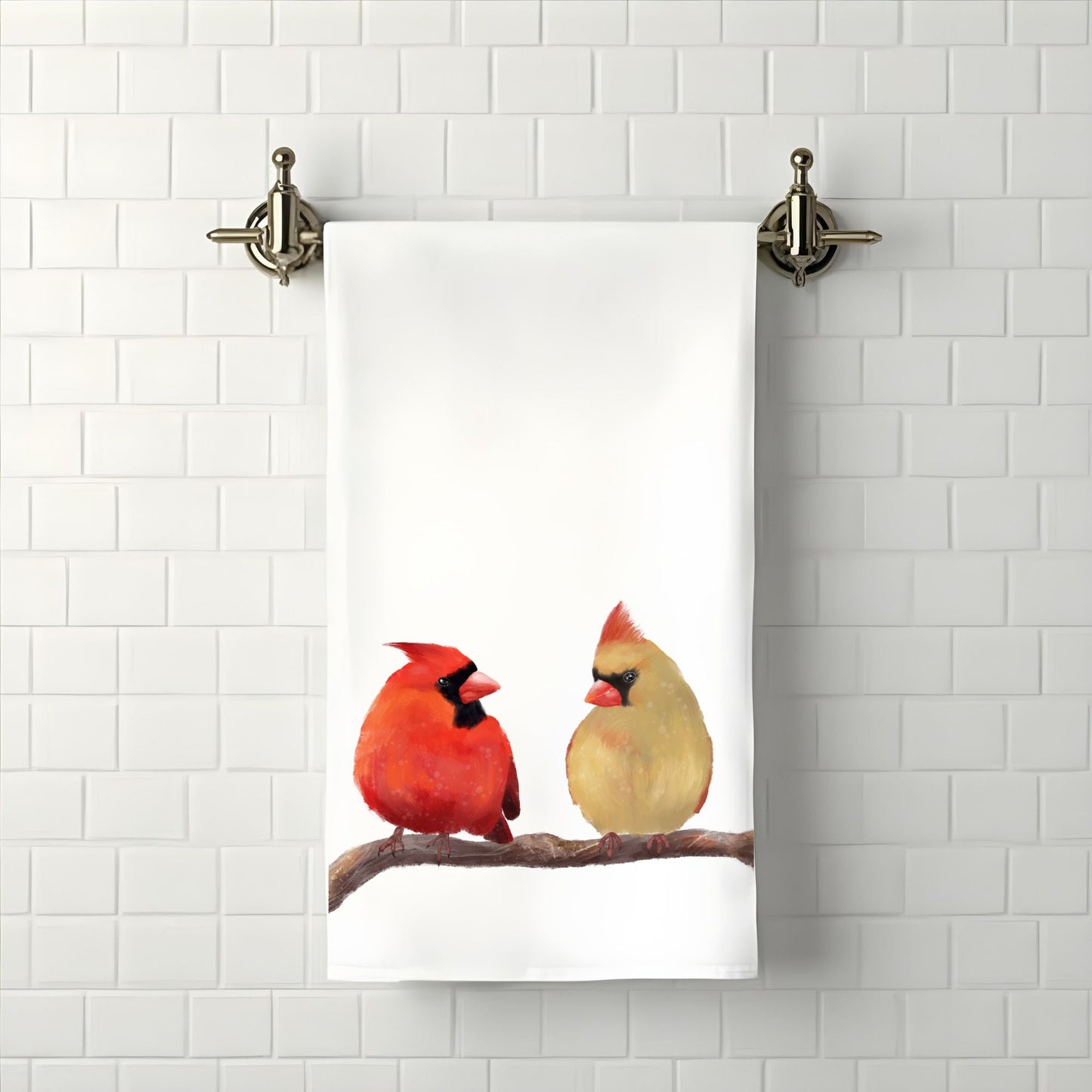 Cardinal Couple Bathroom Towel - MerikaArt