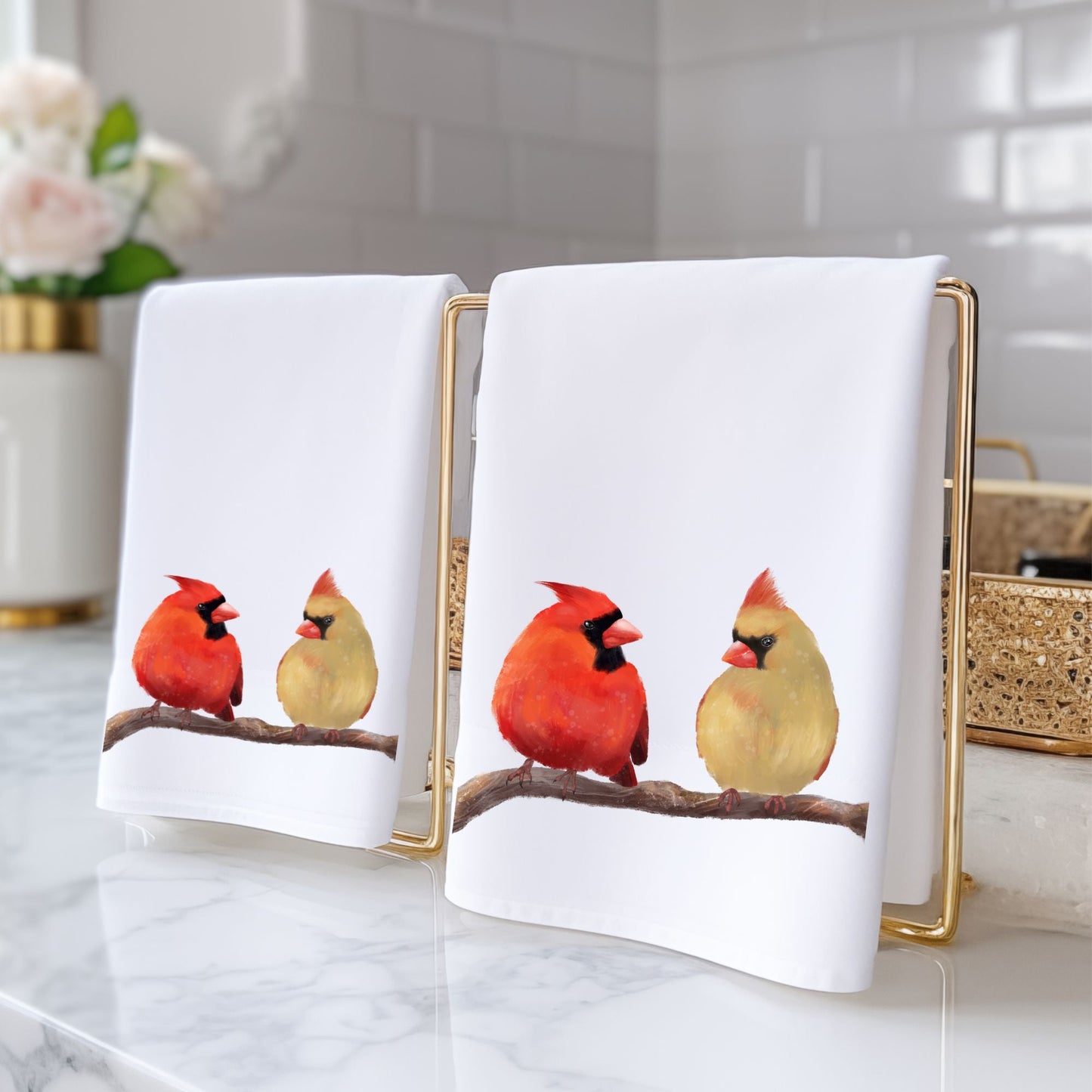 Cardinal Couple Bathroom Towel - MerikaArt