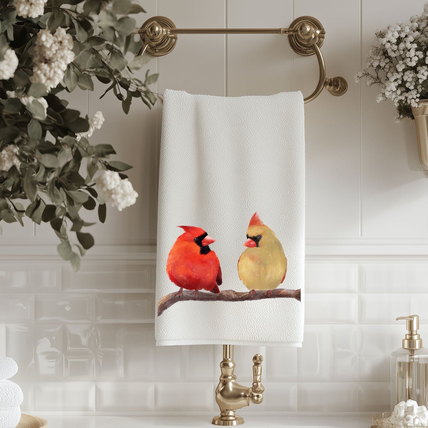 Cardinal Couple Bathroom Towel - MerikaArt