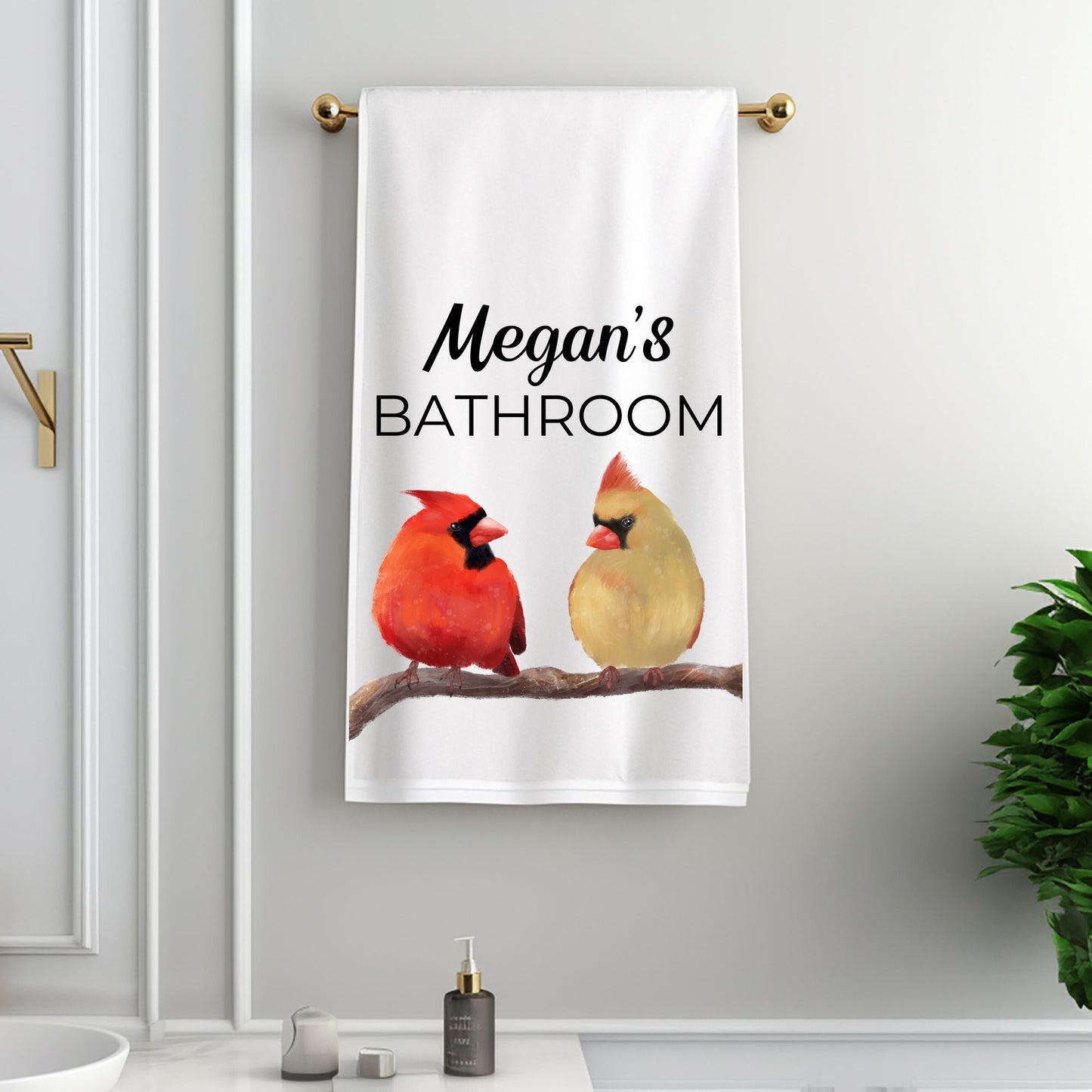 Cardinal Couple Bathroom Towel - MerikaArt