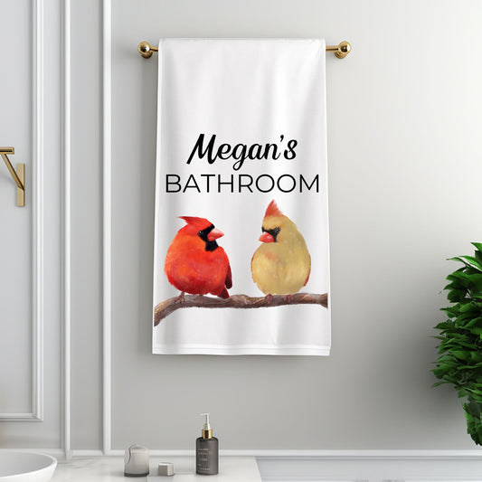 Cardinal Couple Bathroom Towel - MerikaArt