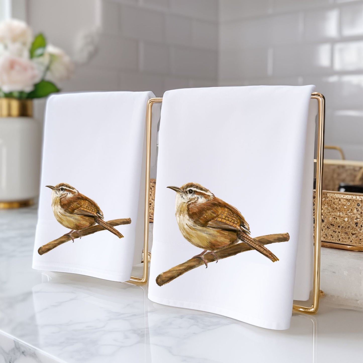 Carolina Wren Bathroom Towel - MerikaArt