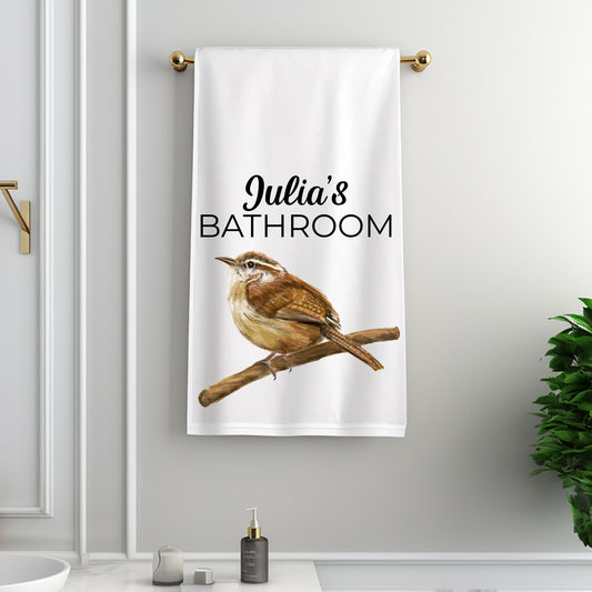 Carolina Wren Bathroom Towel - MerikaArt