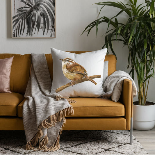 Carolina Wren Pillow - MerikaArt