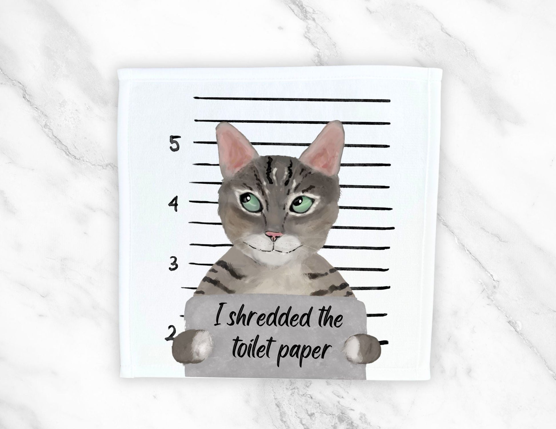 Cat Mugshot Washcloth - MerikaArt