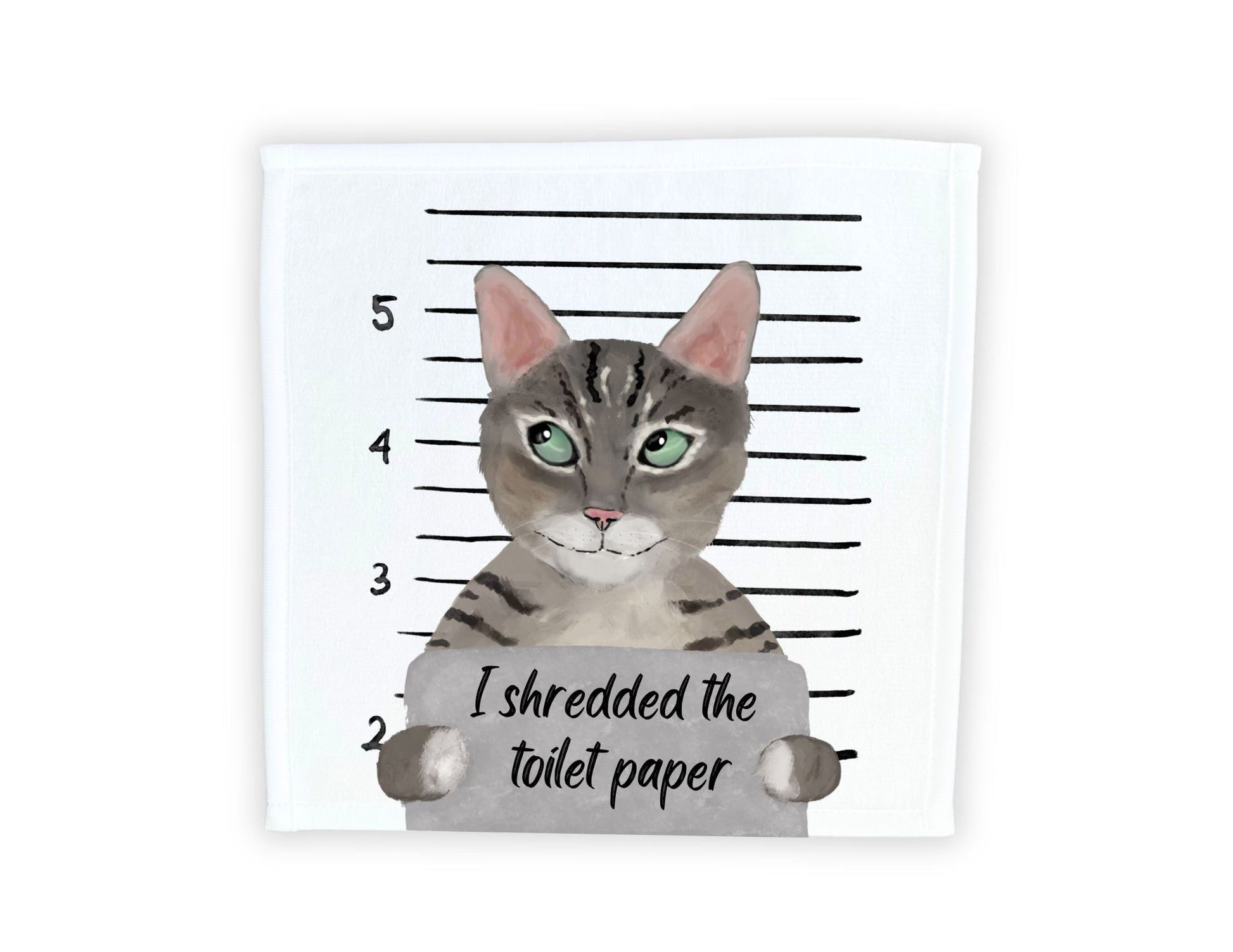 Cat Mugshot Washcloth - MerikaArt