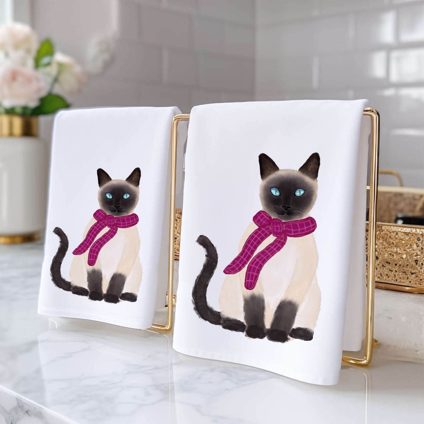 Cat Winter Scarf Bathroom Towel - MerikaArt