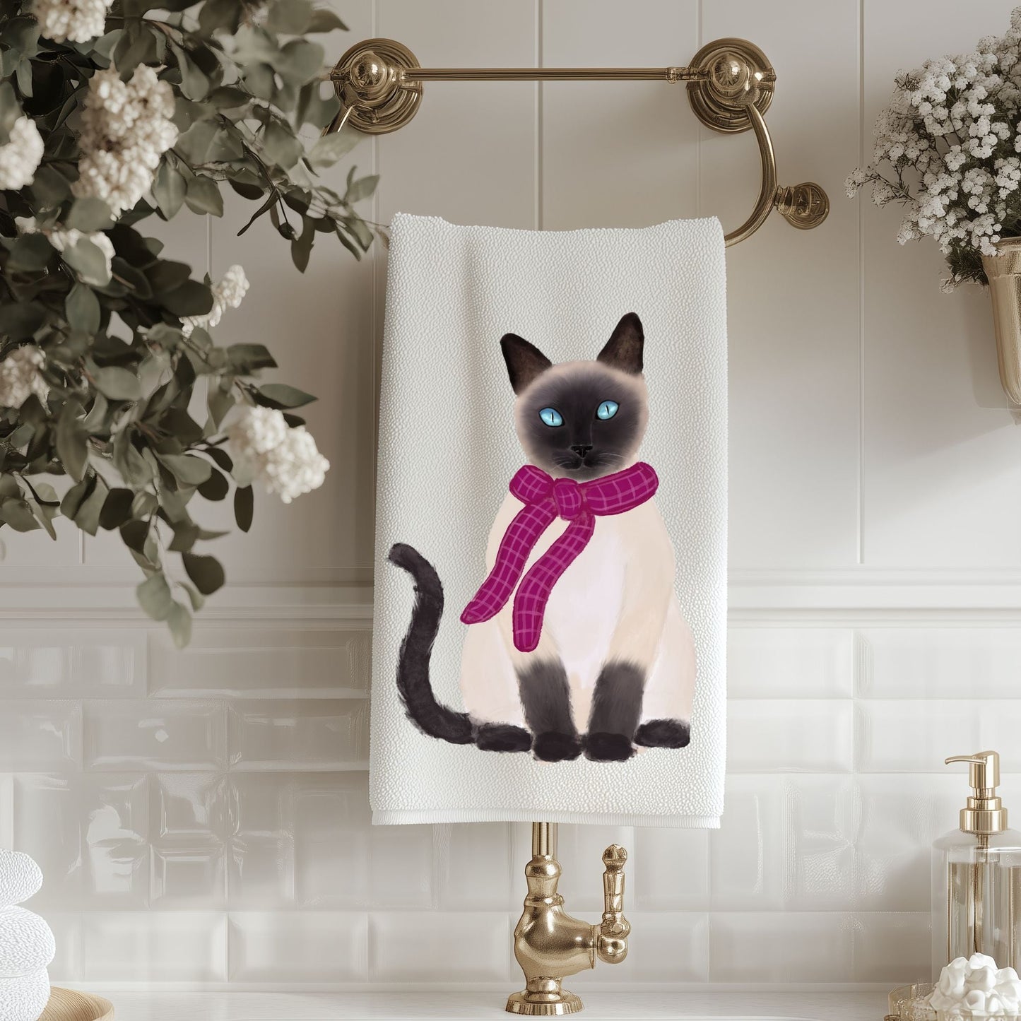 Cat Winter Scarf Bathroom Towel - MerikaArt