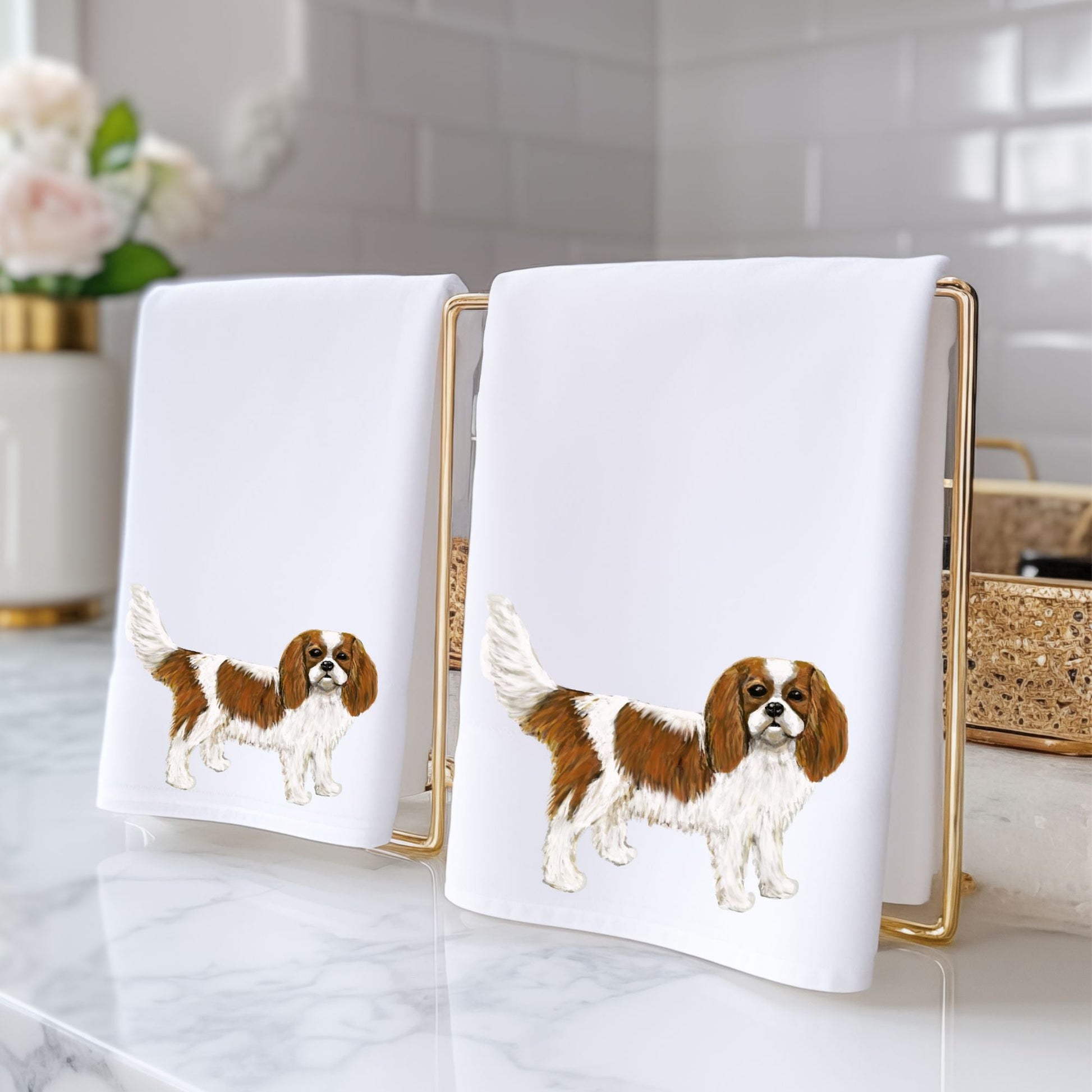 Cavalier King Charles Spaniel Bathroom Towel - MerikaArt