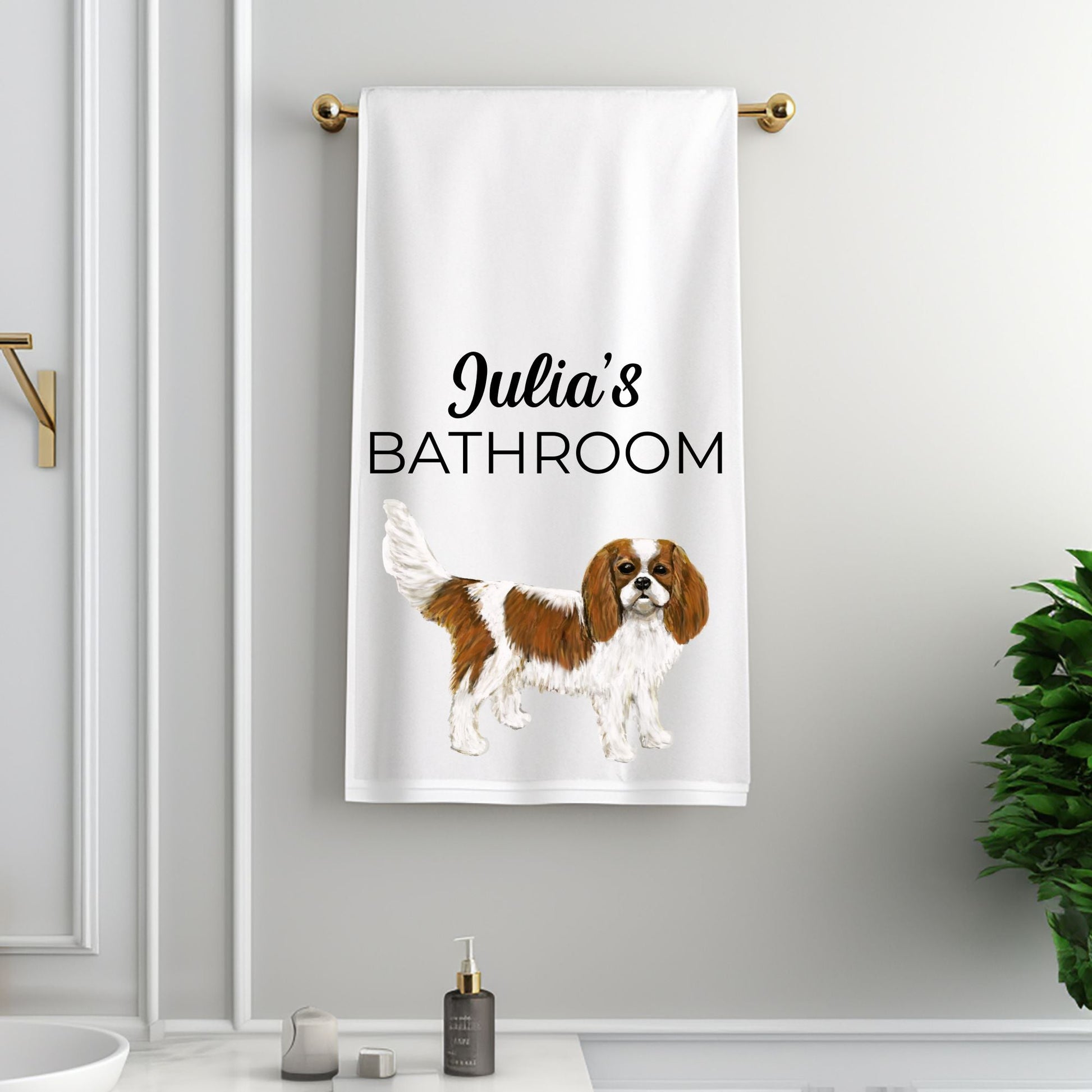 Cavalier King Charles Spaniel Bathroom Towel - MerikaArt
