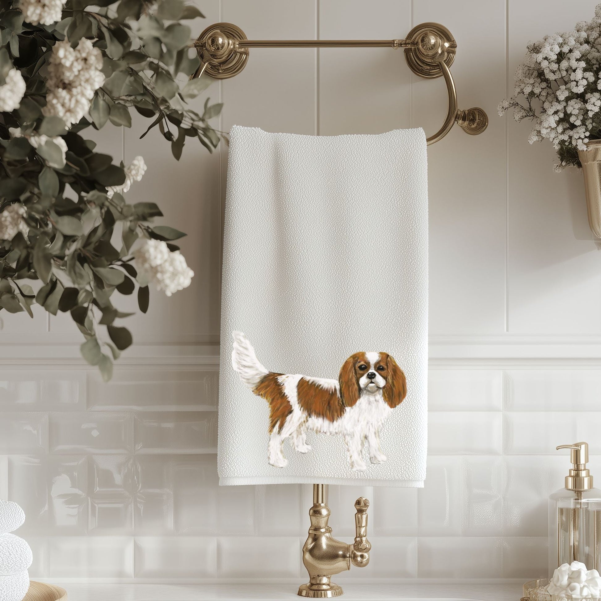 Cavalier King Charles Spaniel Bathroom Towel - MerikaArt