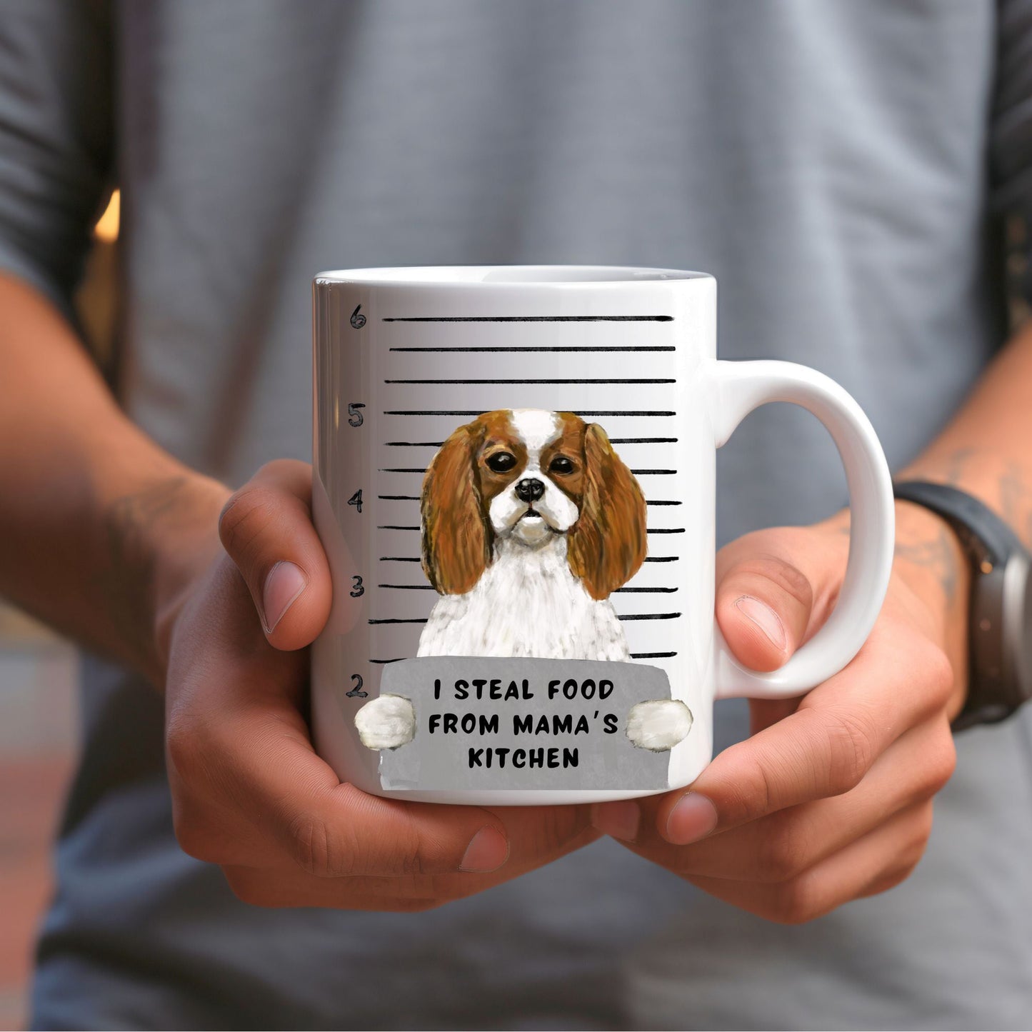 Cavalier King Charles Spaniel Mugshot Mug - MerikaArt