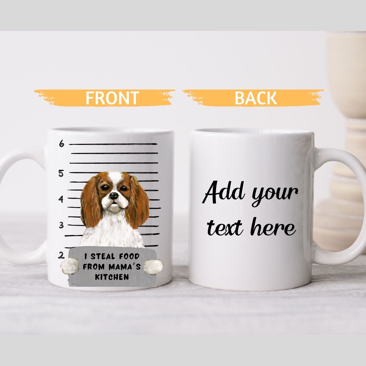Cavalier King Charles Spaniel Mugshot Mug - MerikaArt