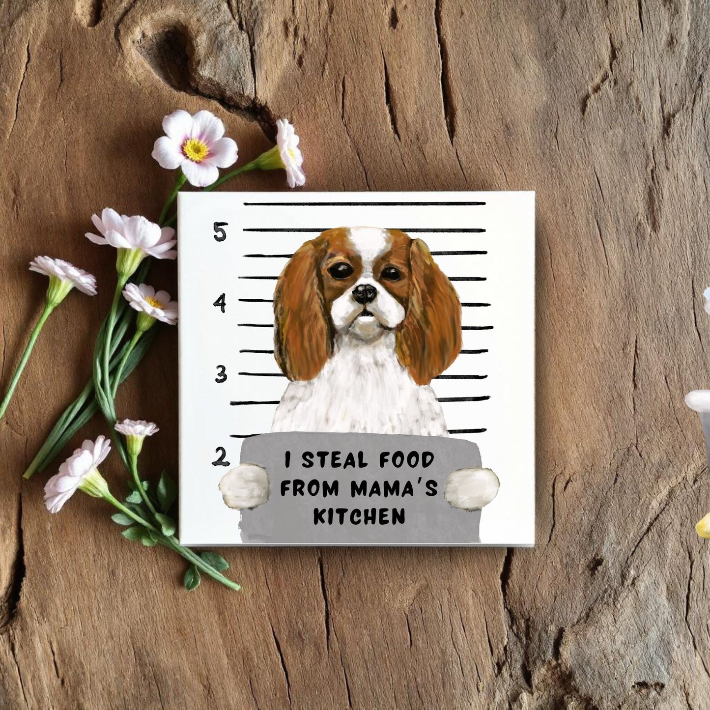 Cavalier King Charles Spaniel Mugshot Tile - MerikaArt