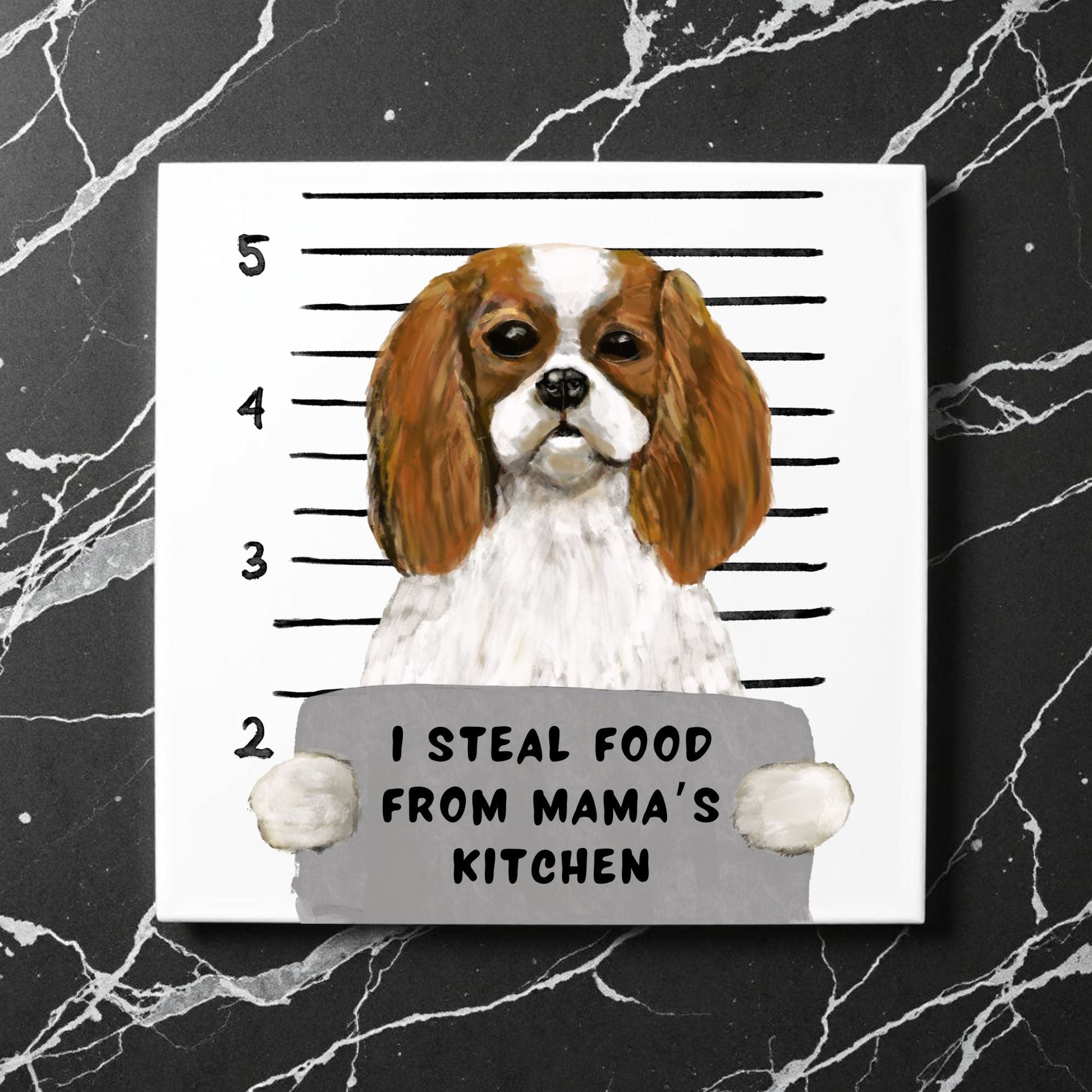 Cavalier King Charles Spaniel Mugshot Tile - MerikaArt