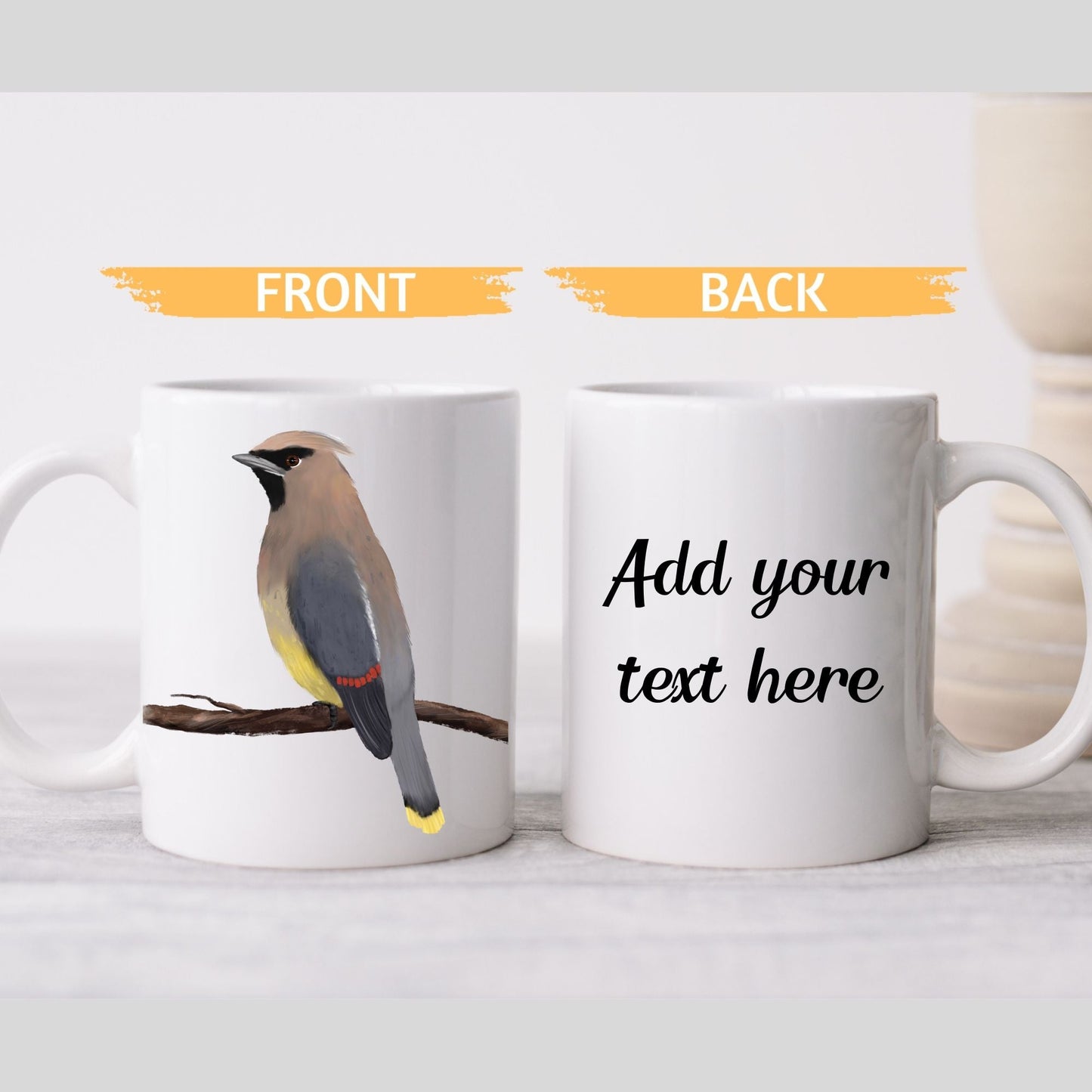 Cedar Waxwing Bird Ceramic Coffee Mug - MerikaArt