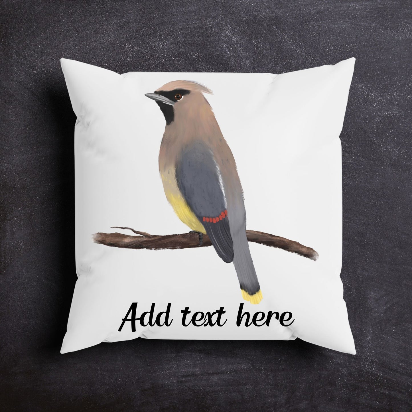 Cedar Waxwing Bird Pillow - MerikaArt