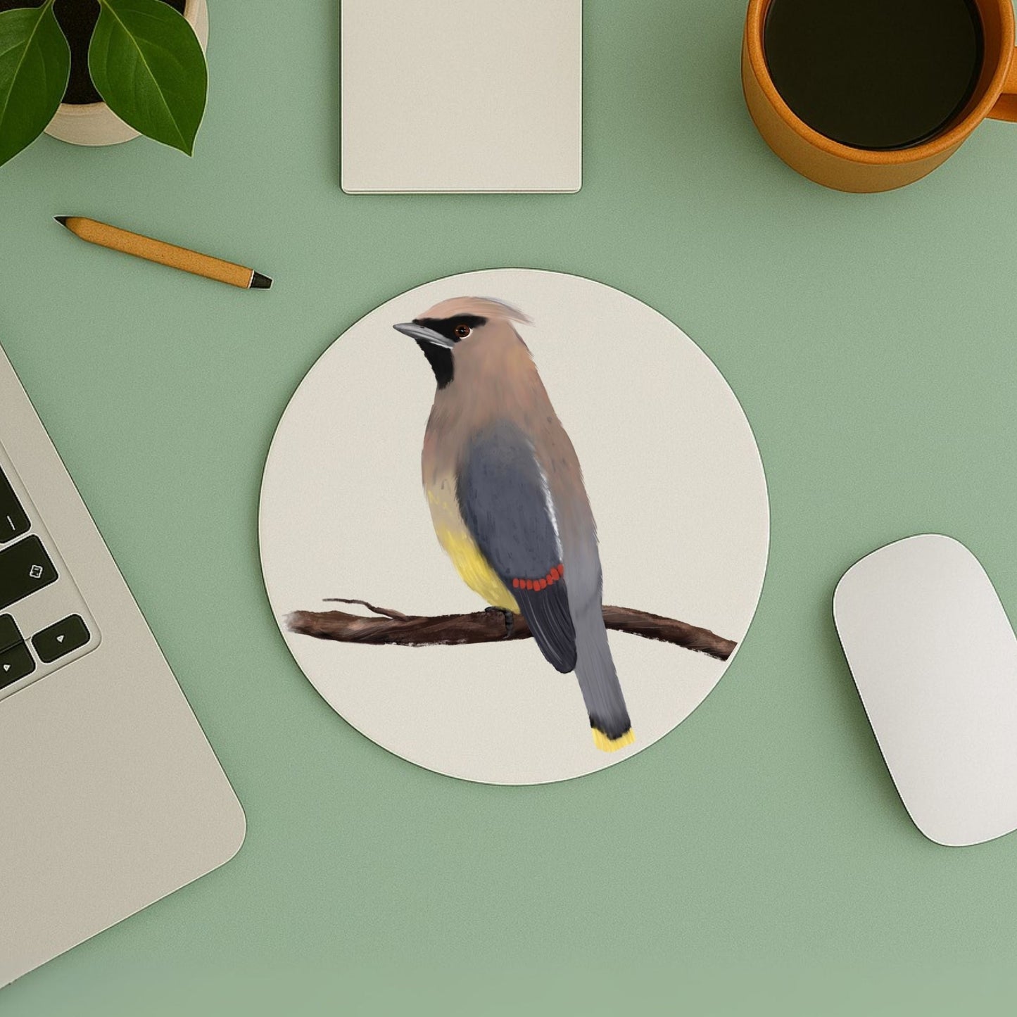 Cedar Waxwing Mousepad - MerikaArt