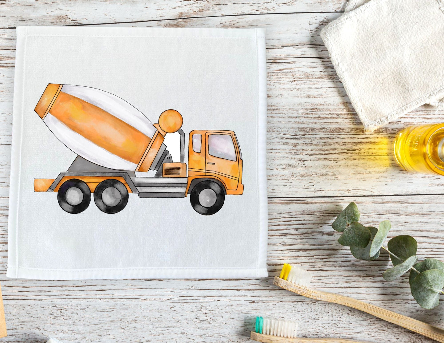 Cement Mixer Truck Washcloth - MerikaArt