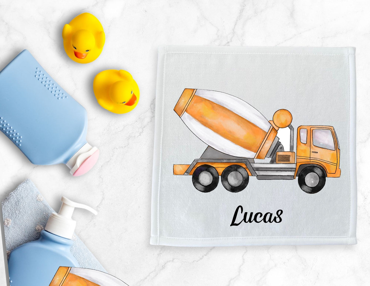 Cement Mixer Truck Washcloth - MerikaArt