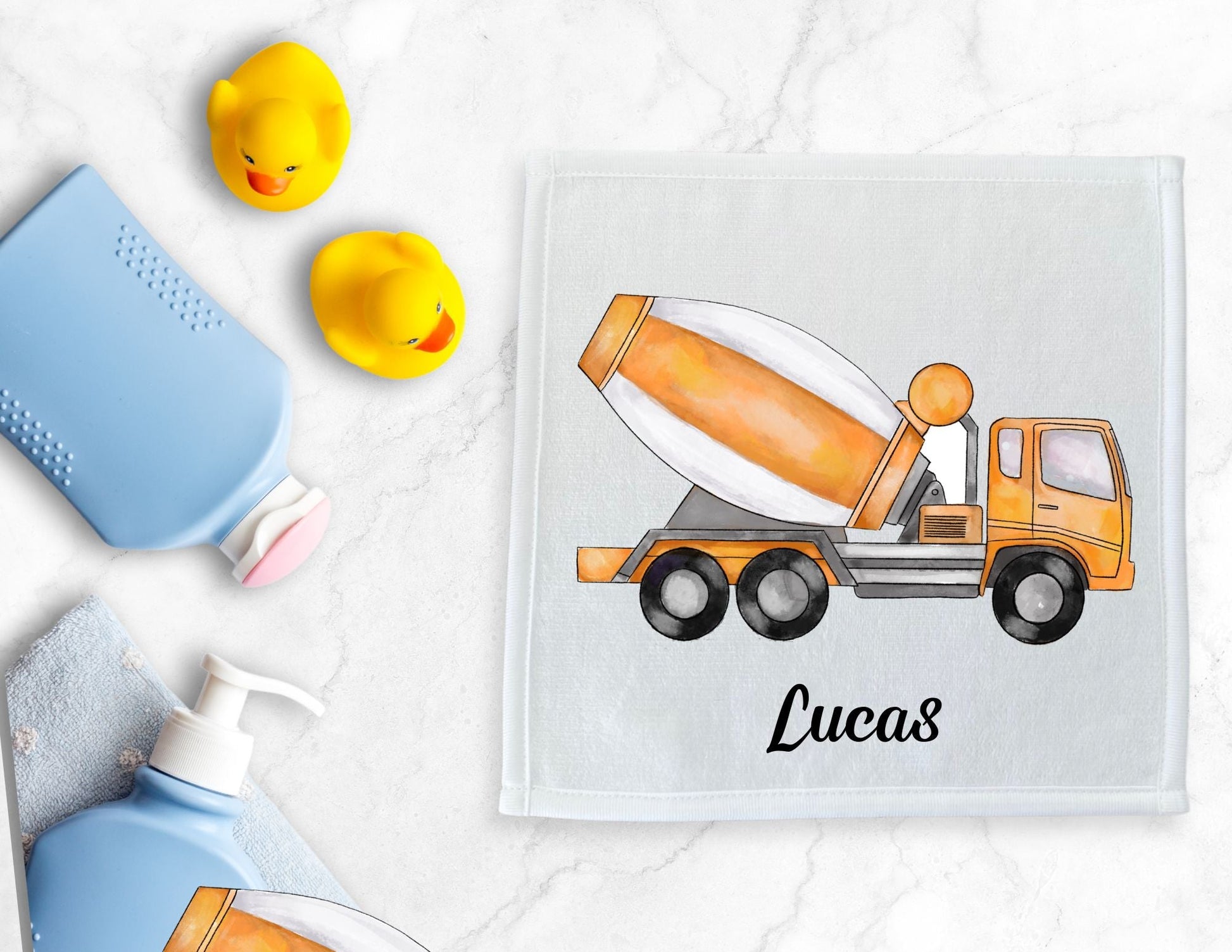 Cement Mixer Truck Washcloth - MerikaArt