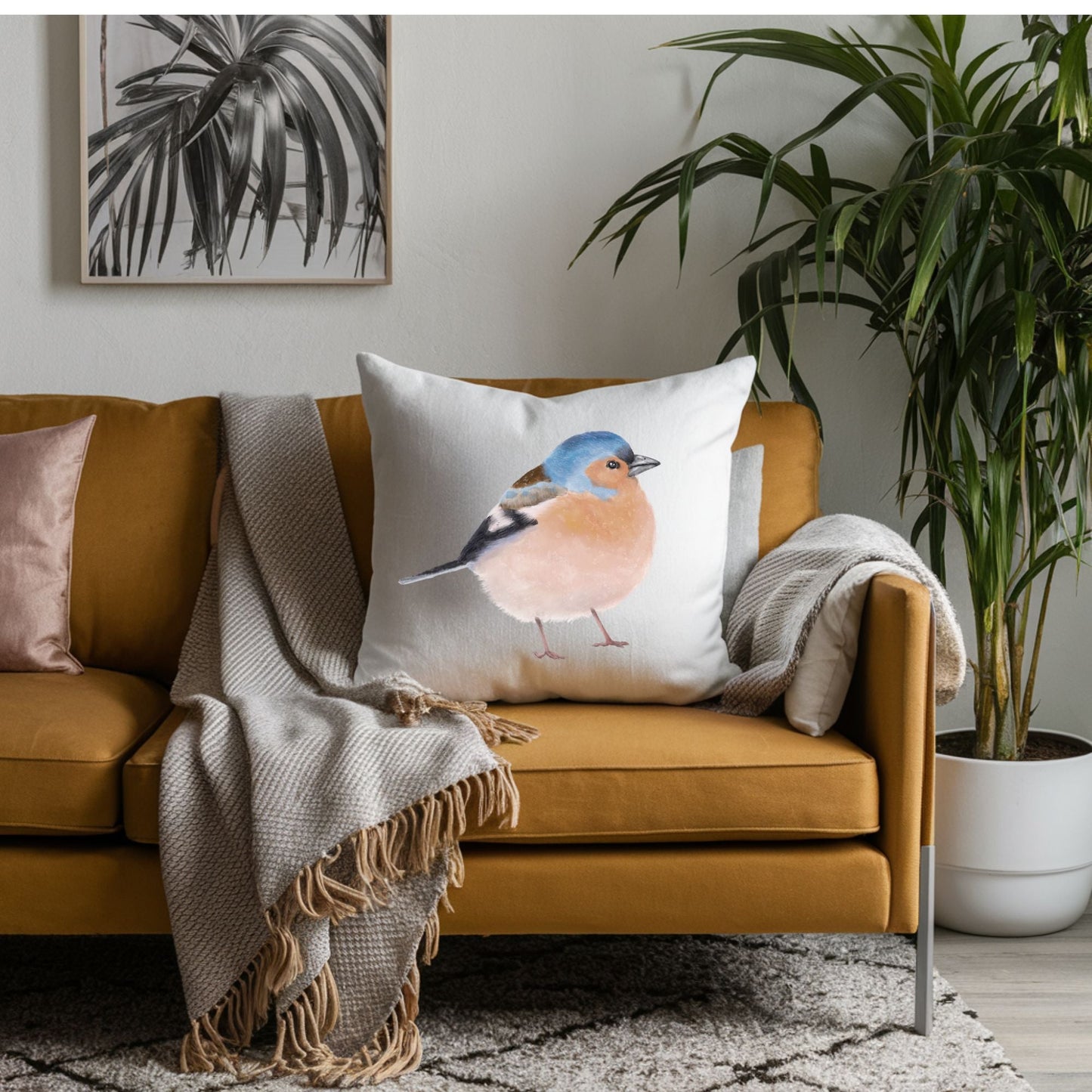Chaffinch Pillow - MerikaArt