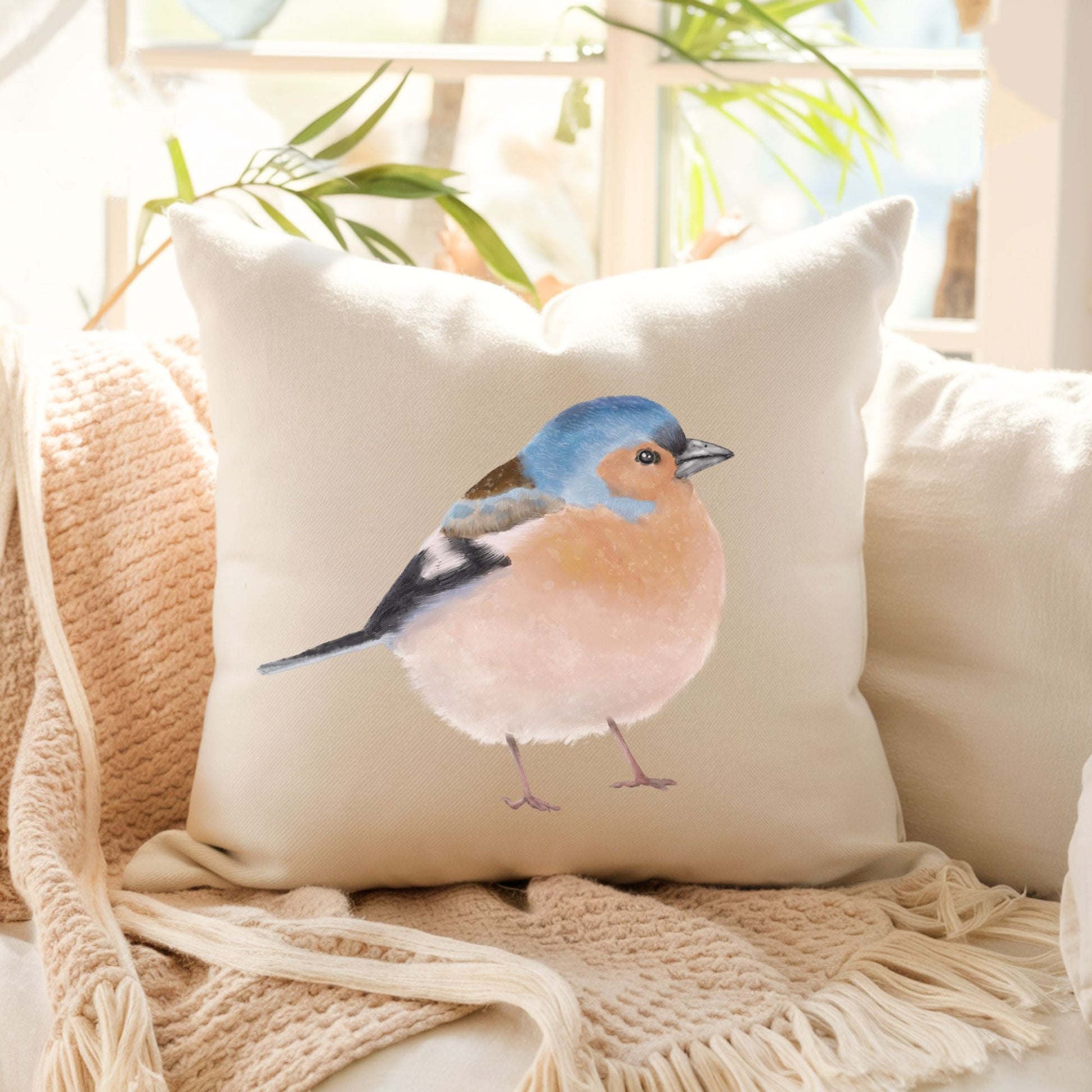 Chaffinch Pillow - MerikaArt