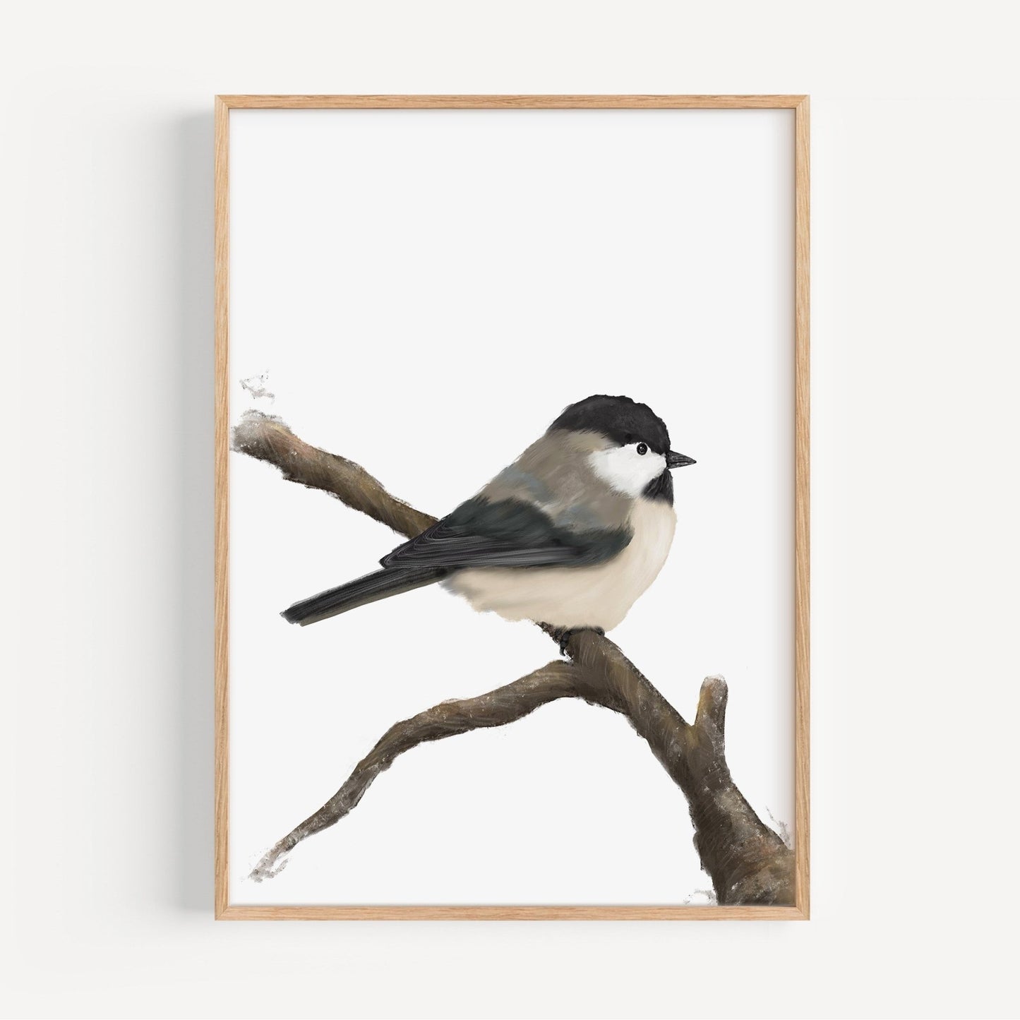 Chickadee Art Print – Elegant Nature - Inspired Bird Decor - MerikaArt