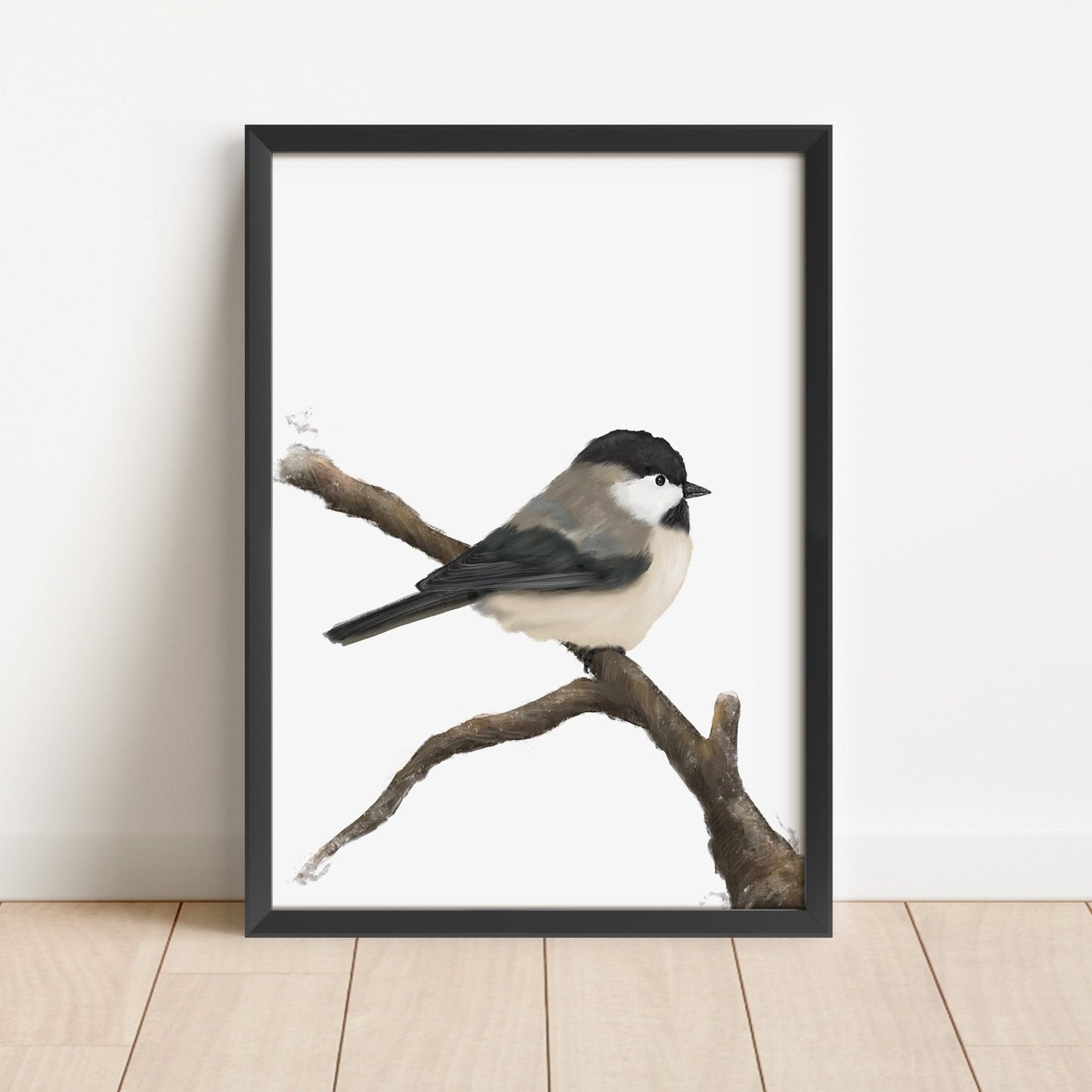 Chickadee Art Print – Elegant Nature - Inspired Bird Decor - MerikaArt