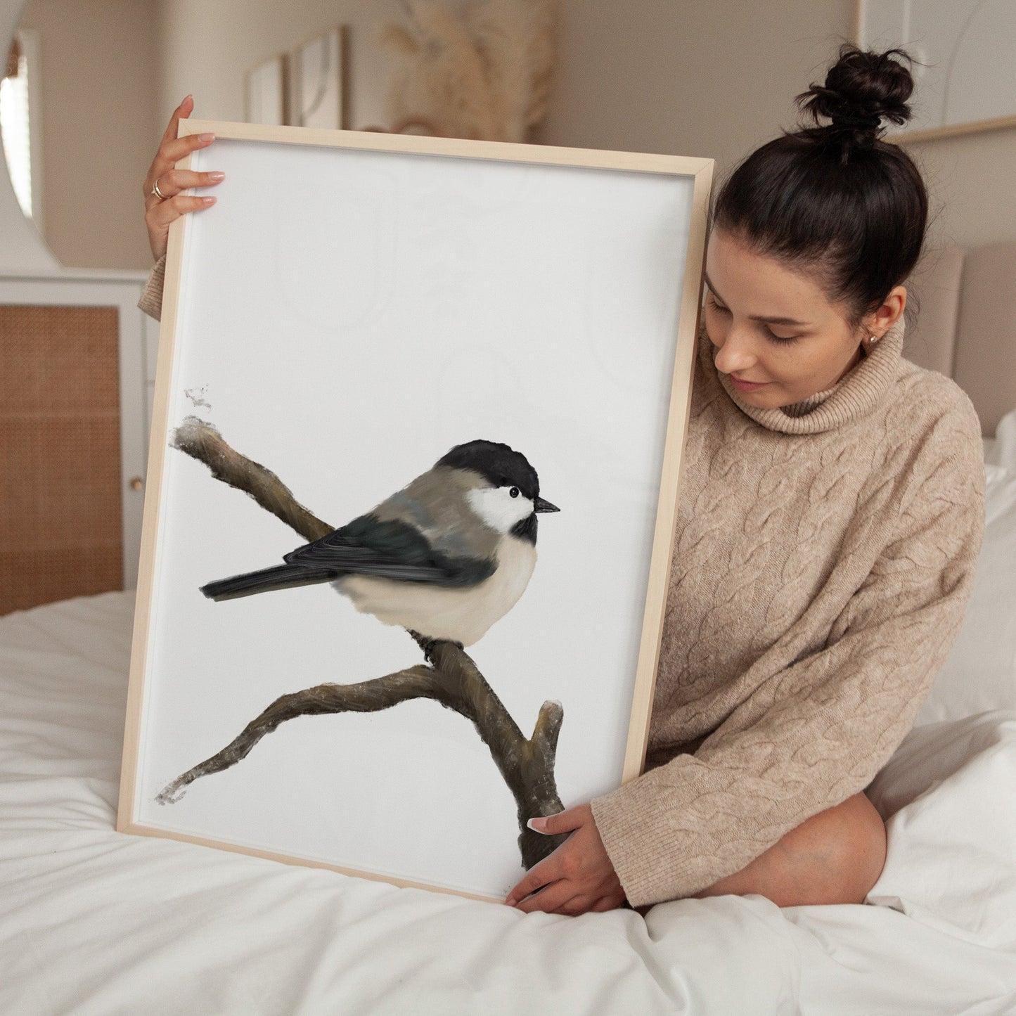 Chickadee Art Print – Elegant Nature - Inspired Bird Decor - MerikaArt