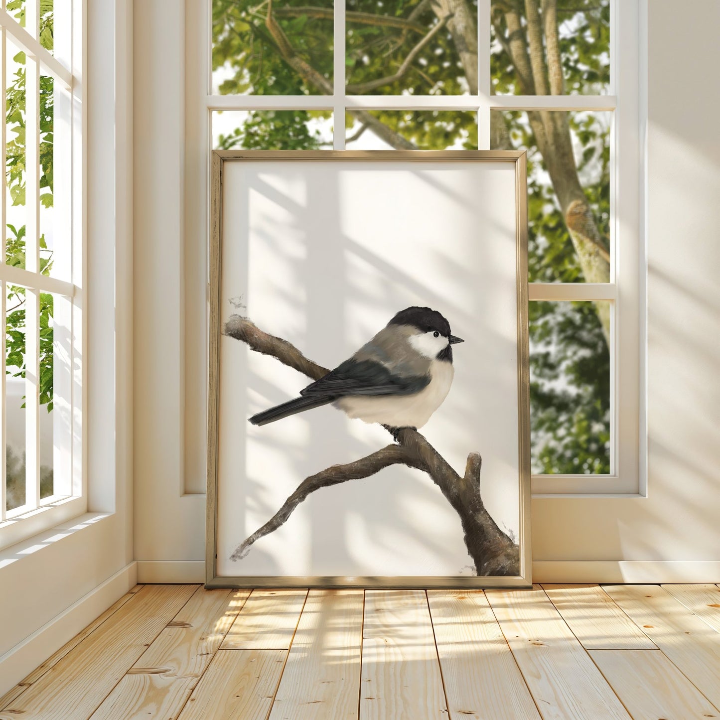 Chickadee Art Print – Elegant Nature - Inspired Bird Decor - MerikaArt