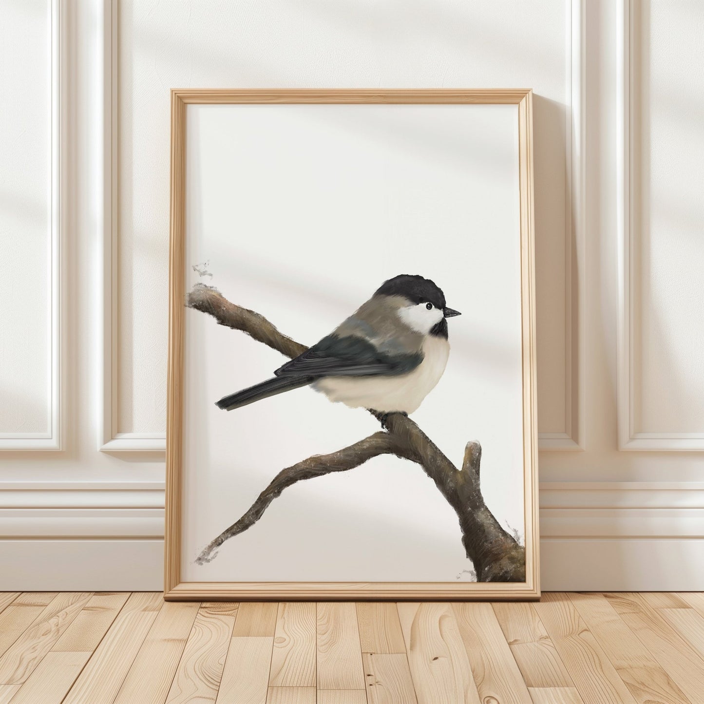 Chickadee Art Print – Elegant Nature - Inspired Bird Decor - MerikaArt