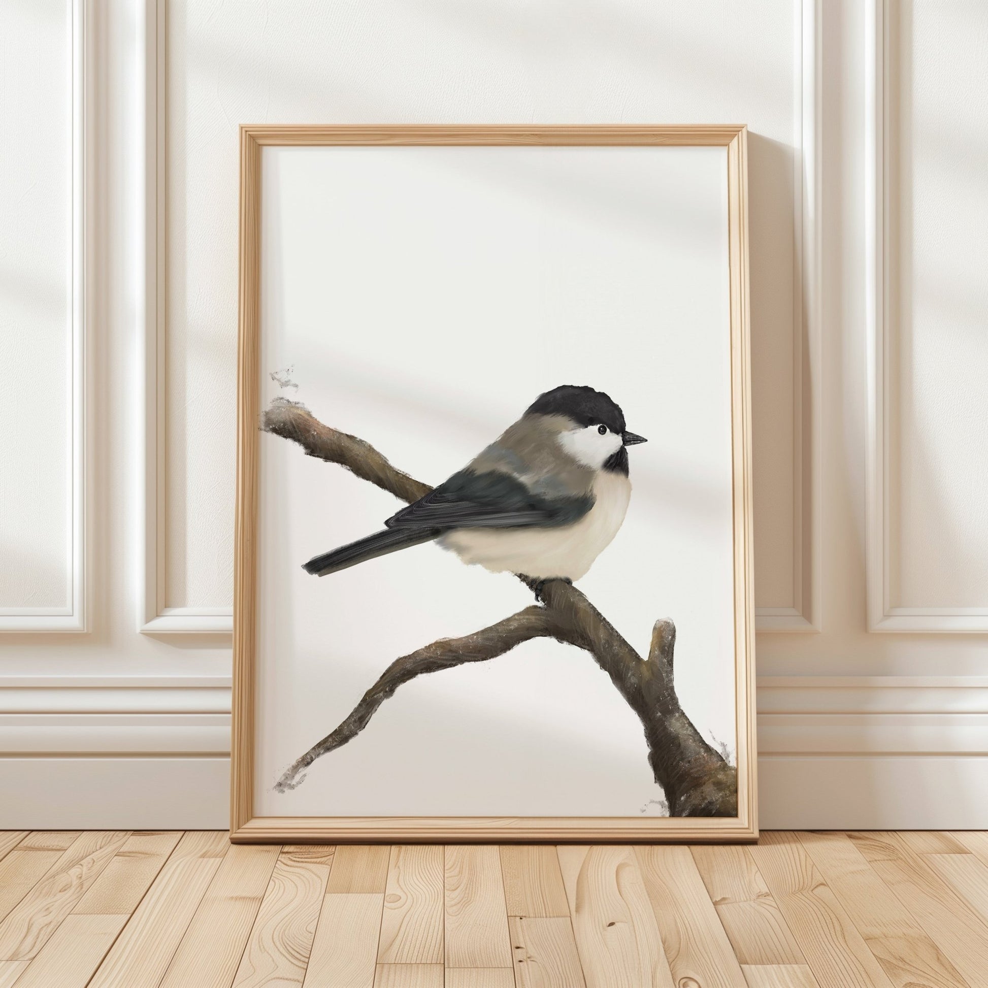 Chickadee Art Print – Elegant Nature - Inspired Bird Decor - MerikaArt