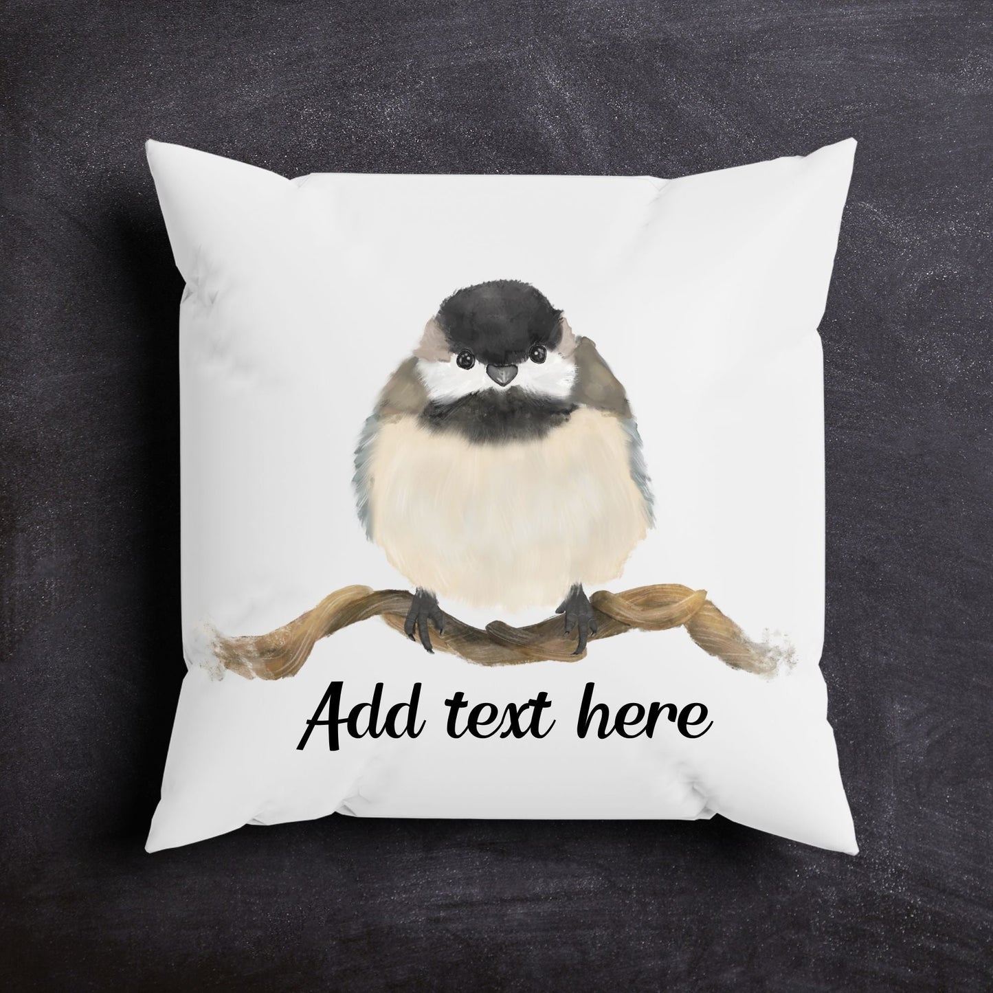Chickadee Bird Pillow - MerikaArt