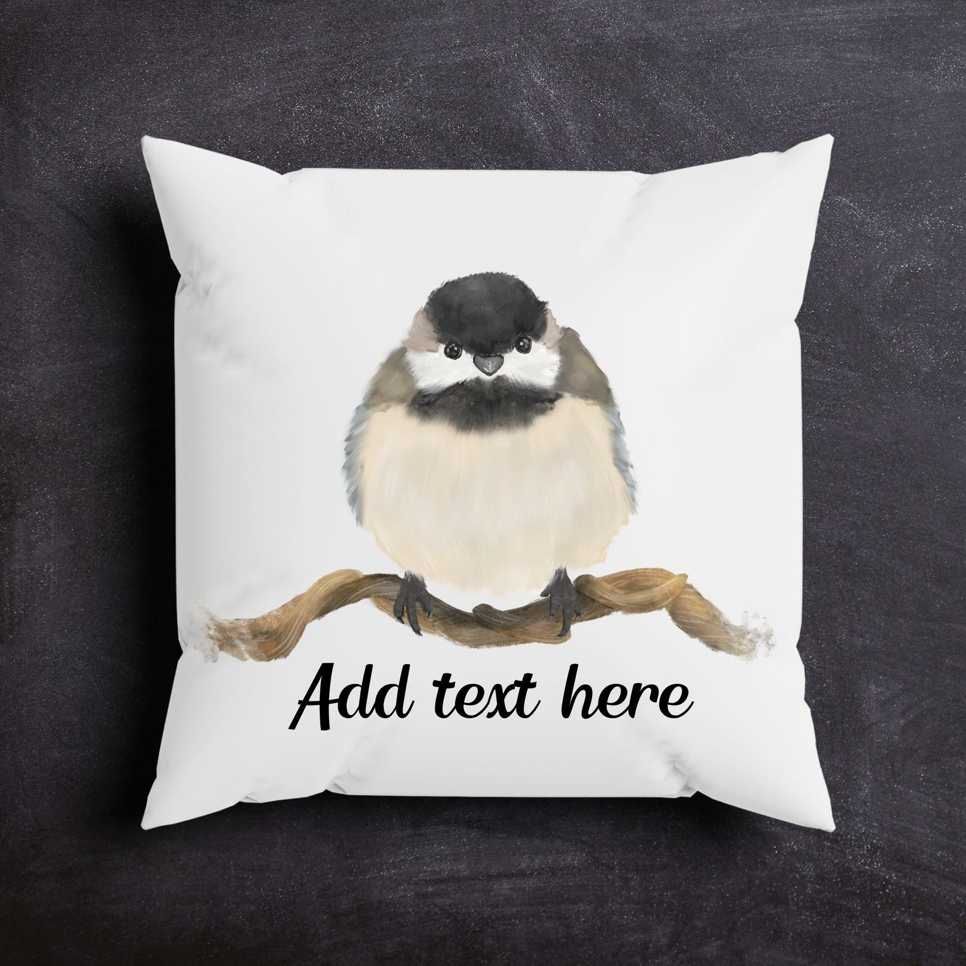 Chickadee Bird Pillow - MerikaArt