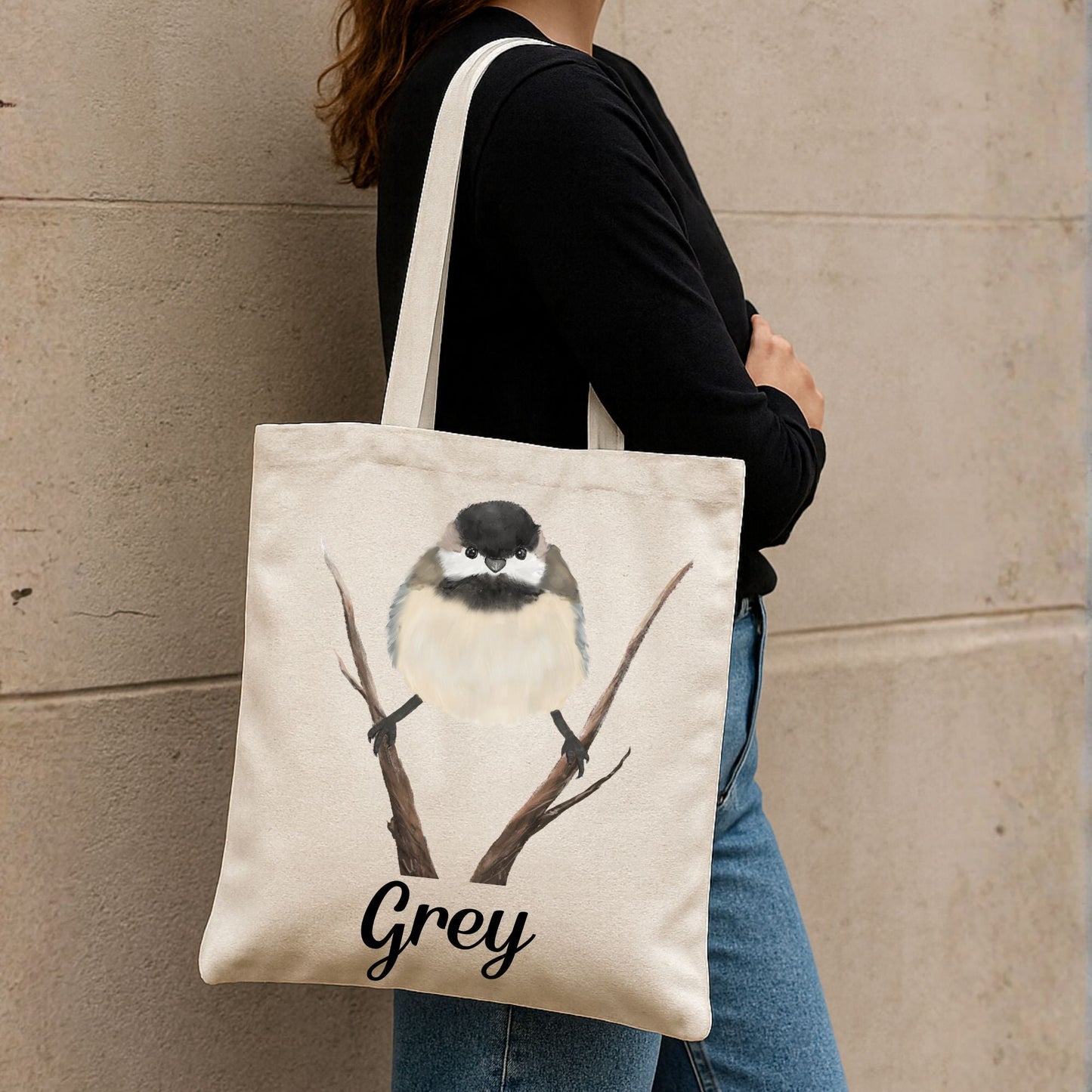 Chickadee Canvas Tote Bag - MerikaArt