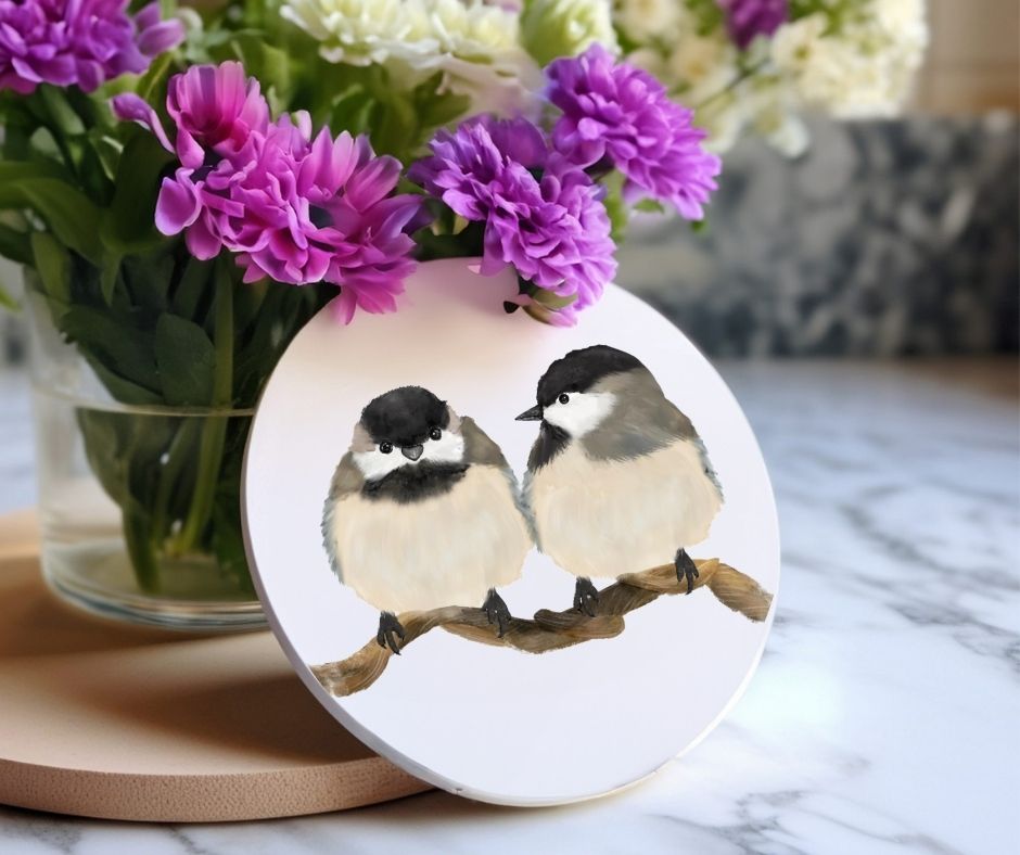Chickadee Ceramic Coaster - MerikaArt