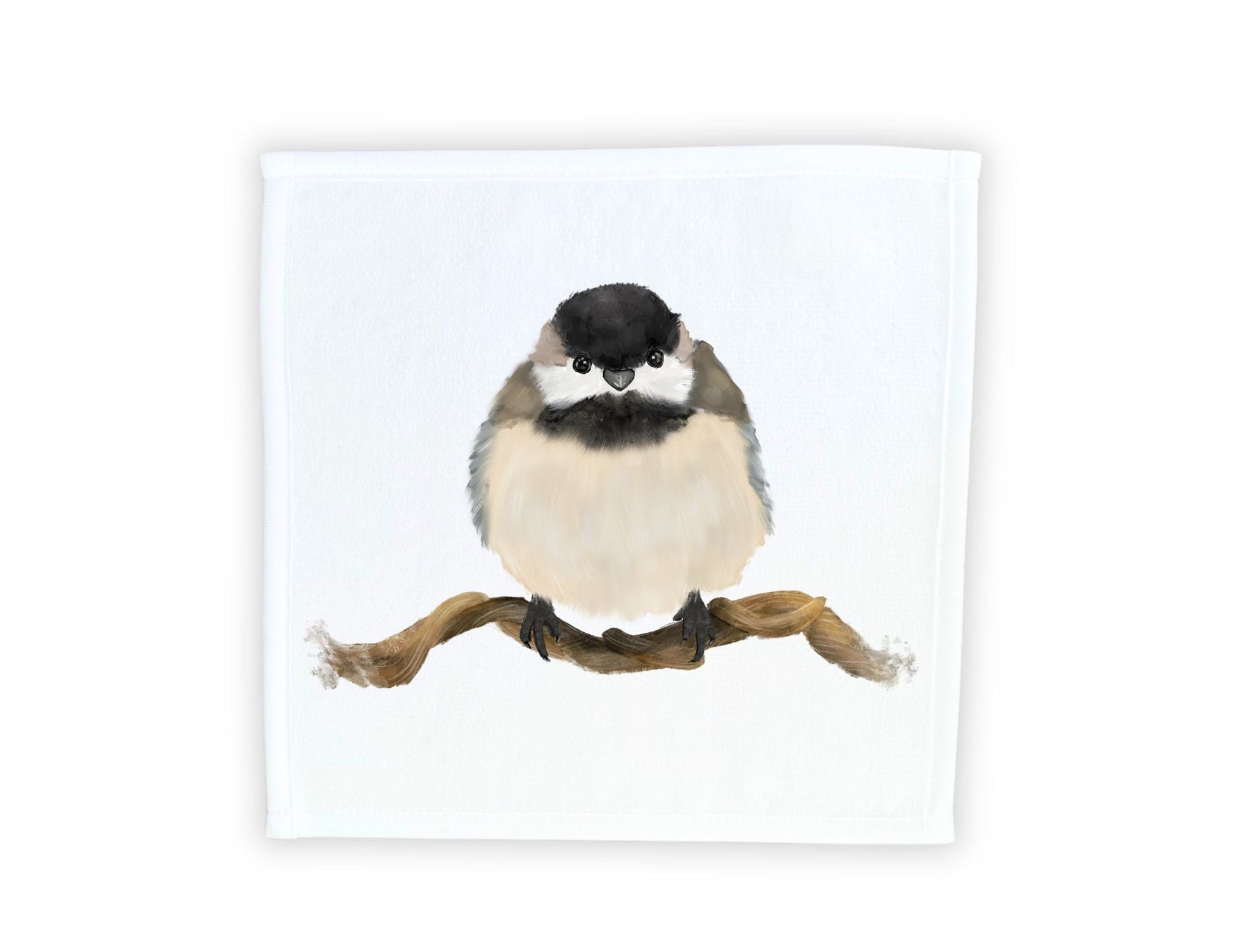 Chickadee on Branch Washcloth - MerikaArt
