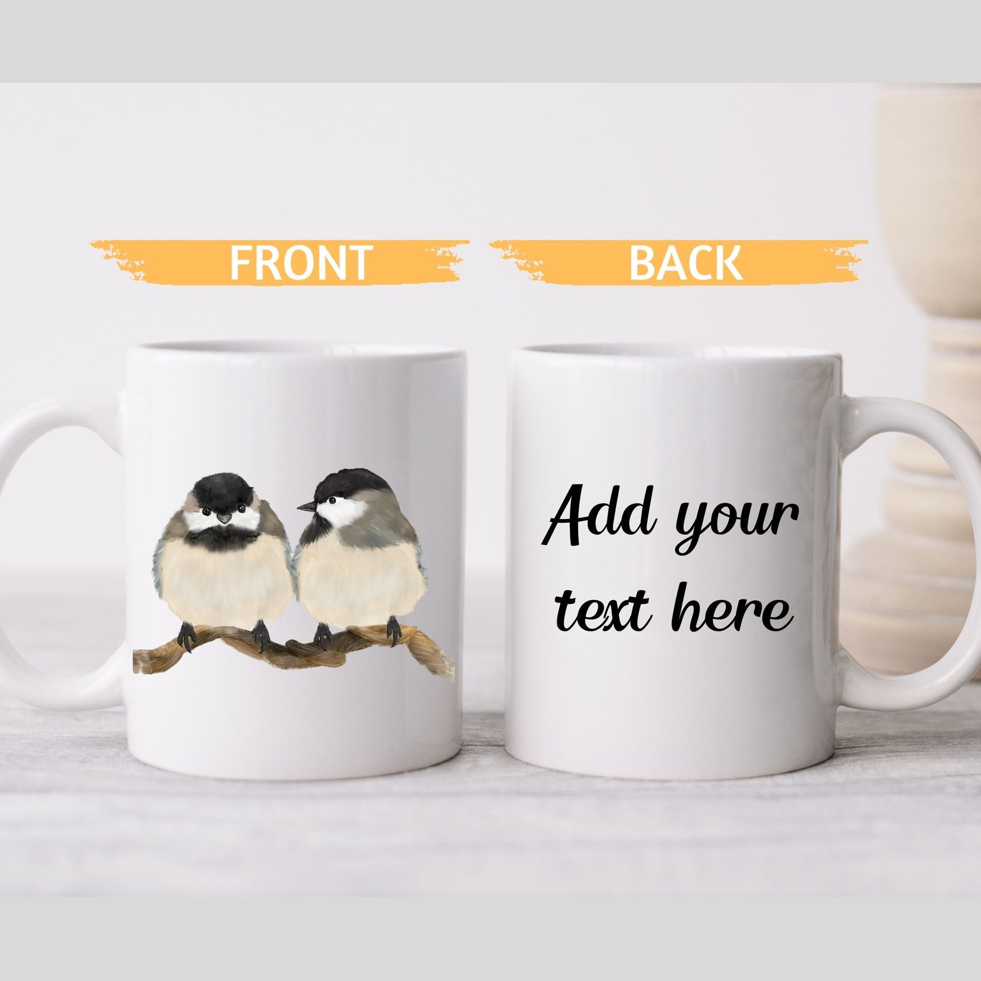 Chickadee Pair Ceramic Coffee Mug - MerikaArt