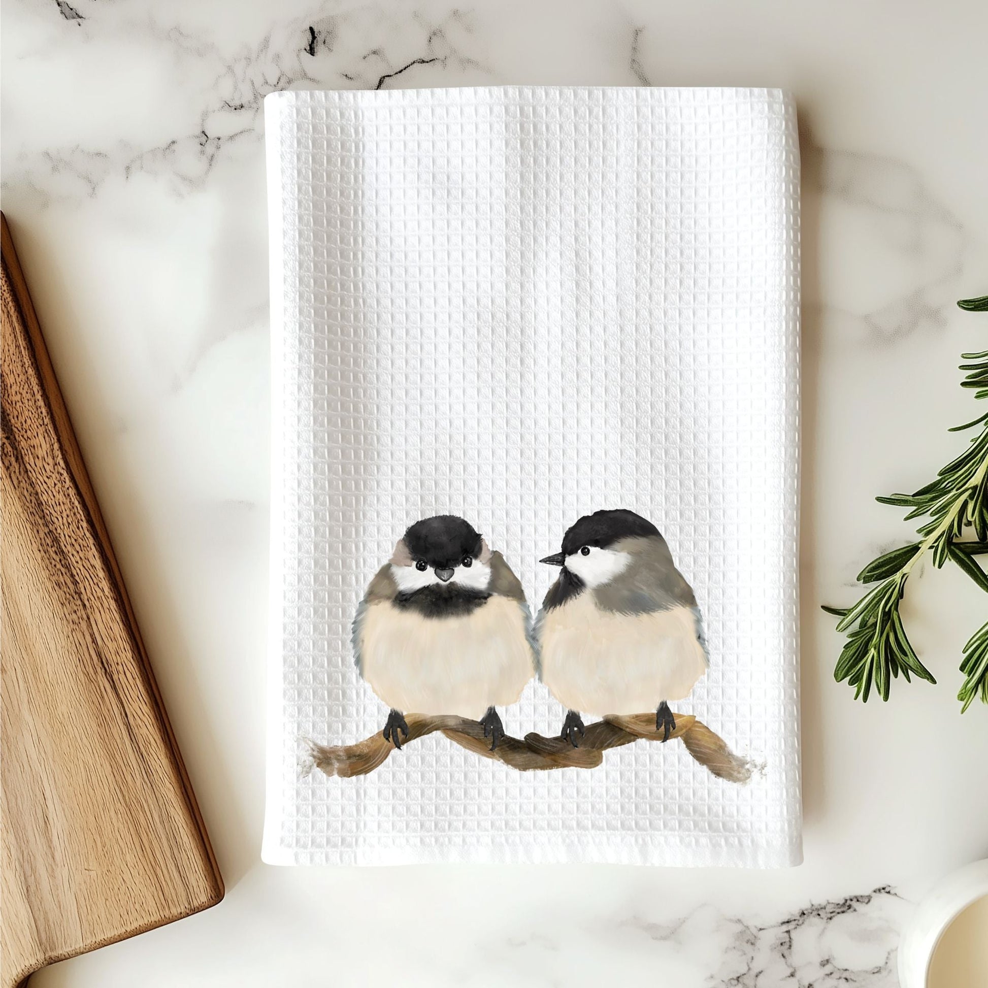 Chickadee Pair Kitchen Towel - MerikaArt