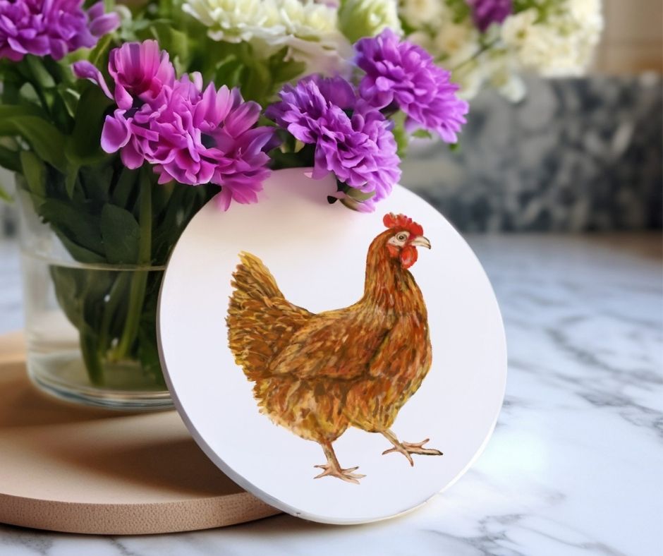 Chicken Ceramic Coaster - MerikaArt