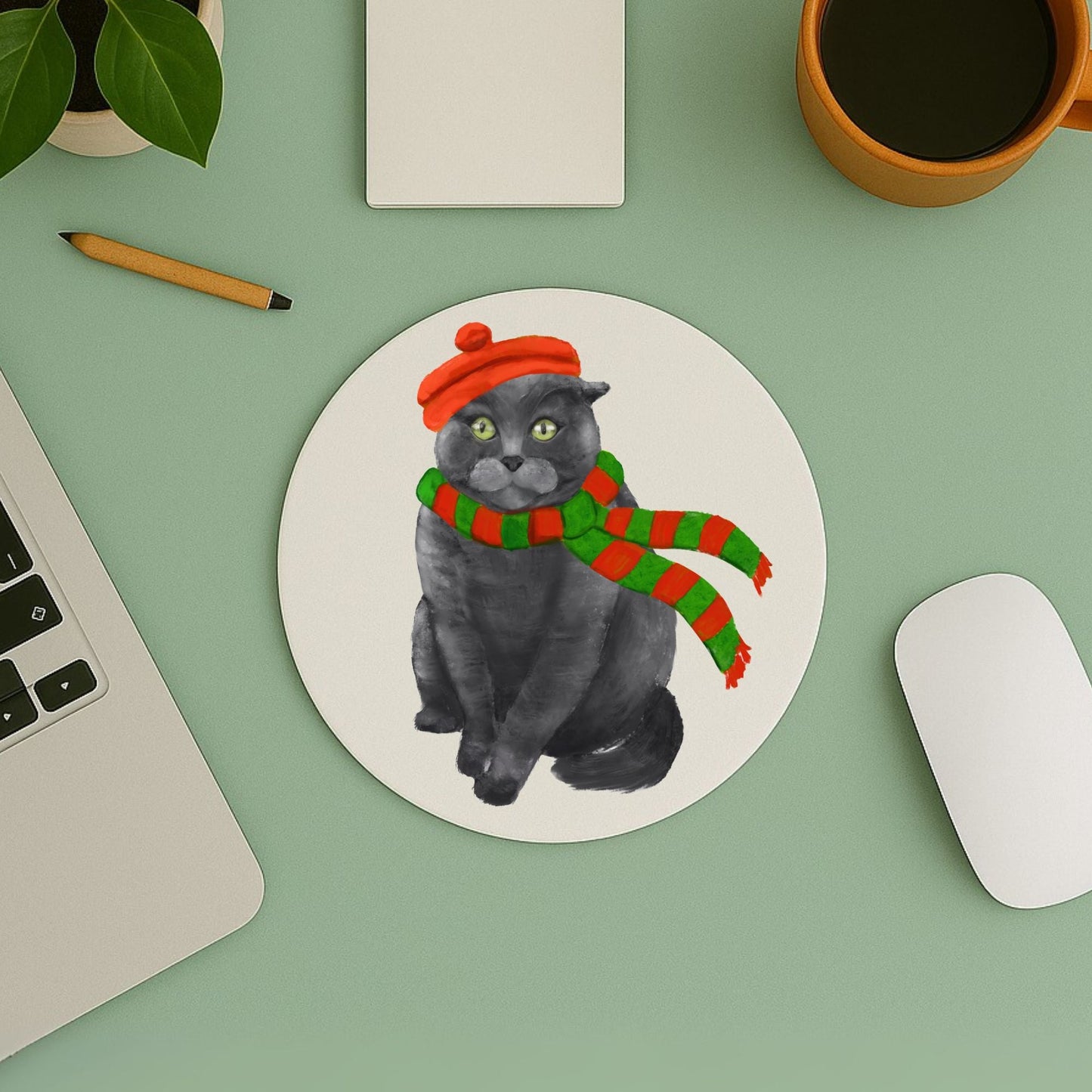 Christmas Black Cat Mousepad - MerikaArt