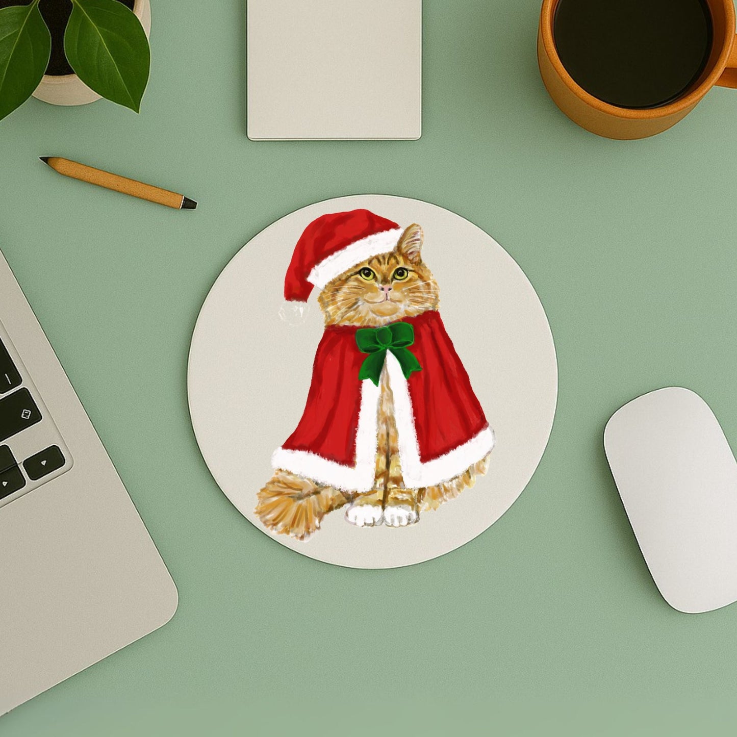 Christmas Orange Cat Mousepad - MerikaArt