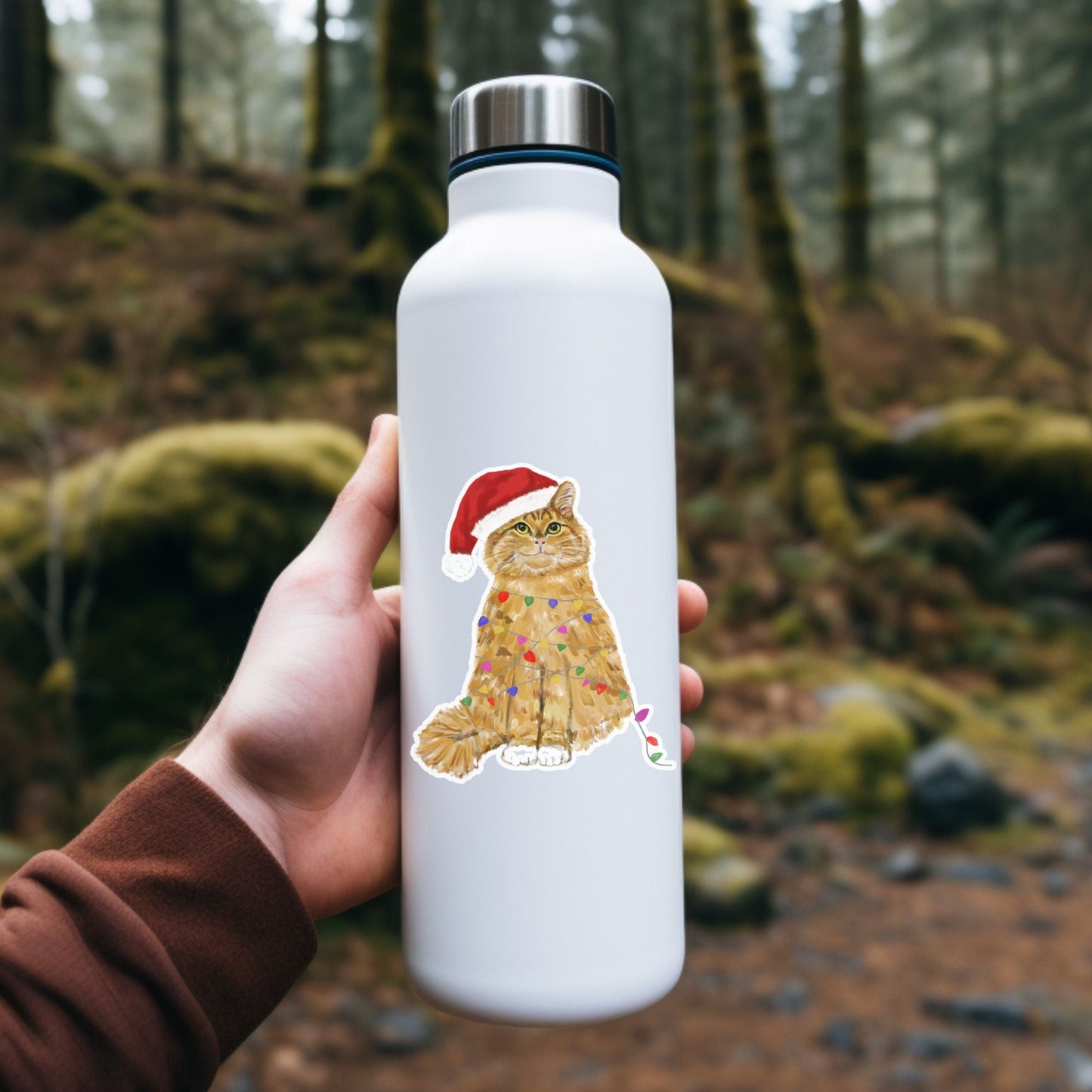 Christmas Orange Cat Sticker - MerikaArt