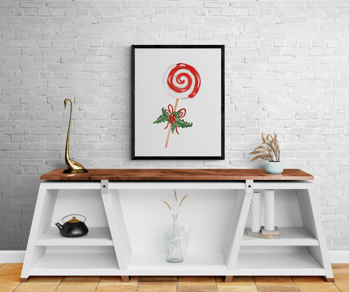 Christmas Peppermint Candy Art Print, Winter Art, Xmas Swirl Candy Artwork, New Years Home Decor, Candy Wall Art, Xmas Holiday Decoration - MerikaArt