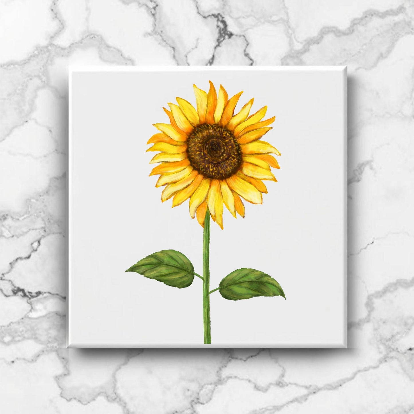 Classic Sunflower Ceramic Tile - MerikaArt