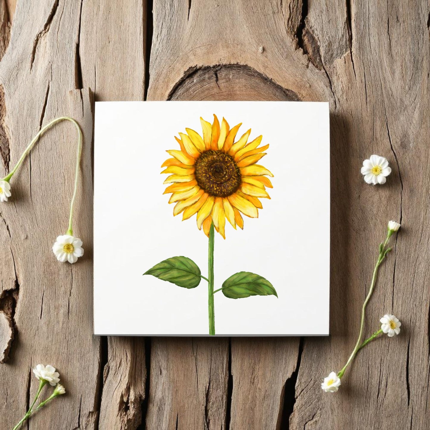 Classic Sunflower Ceramic Tile - MerikaArt